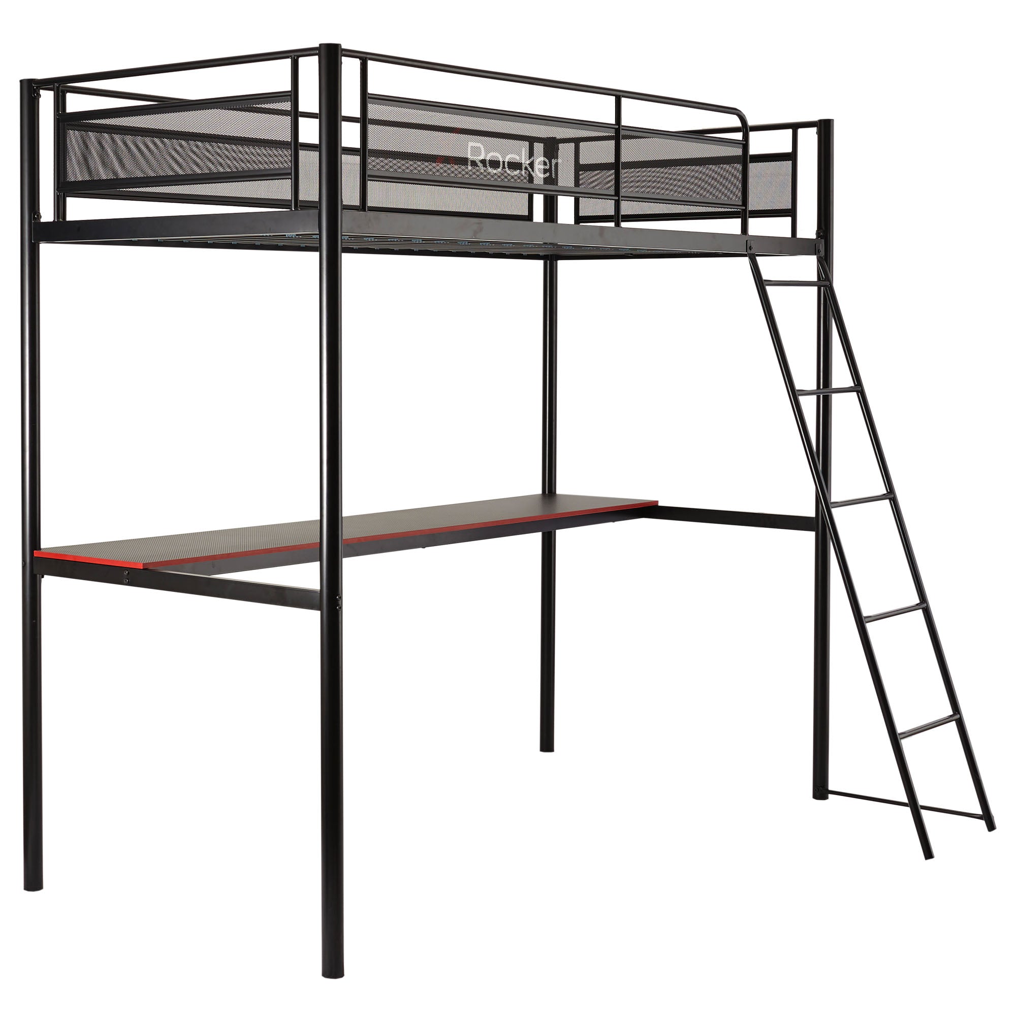 HQ Gaming Bunk Bed with Built-In Shelving, Black, Twin
