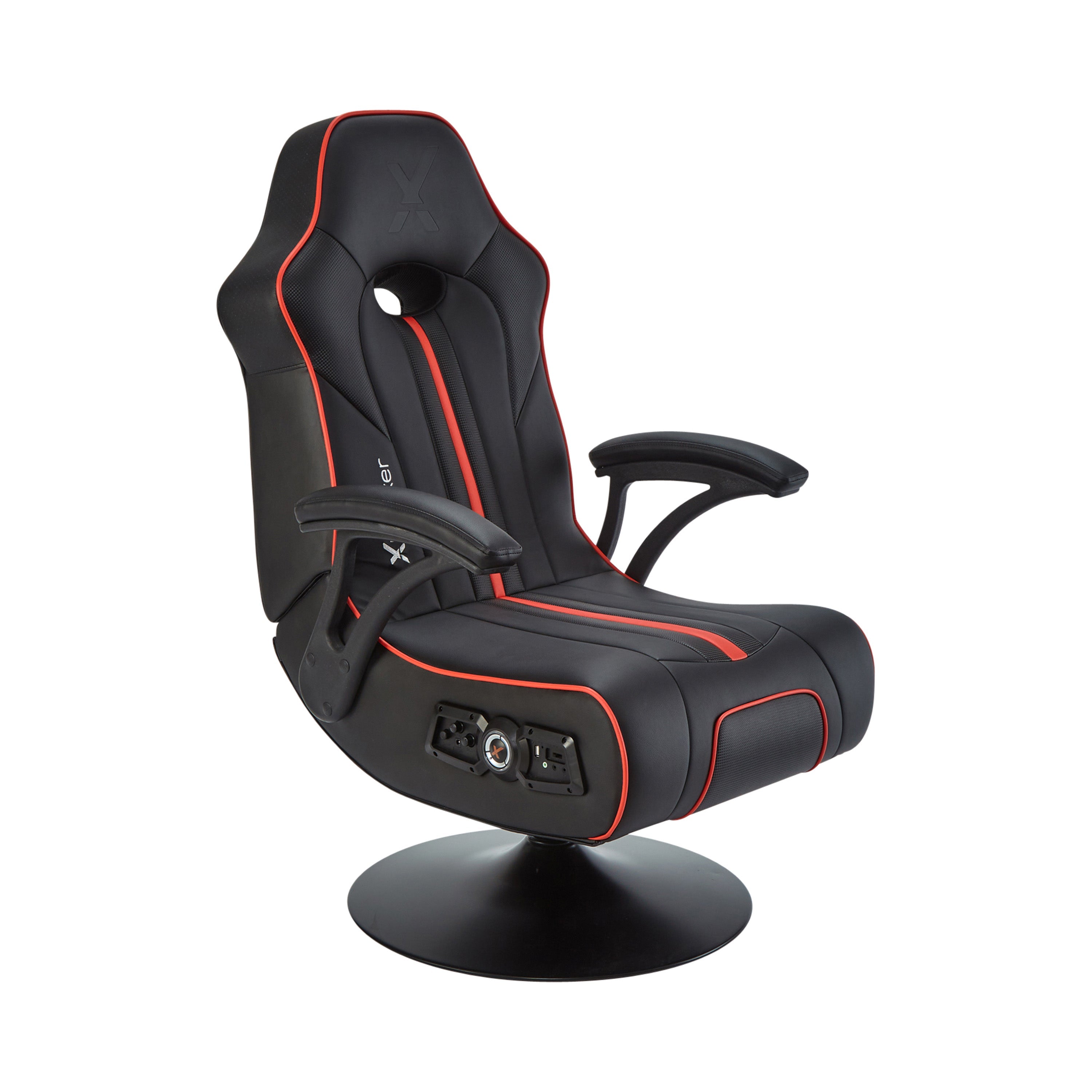 Torque Bluetooth Audio Pedestal Gaming Chair with Subwoofer and Vibration, Black/Red