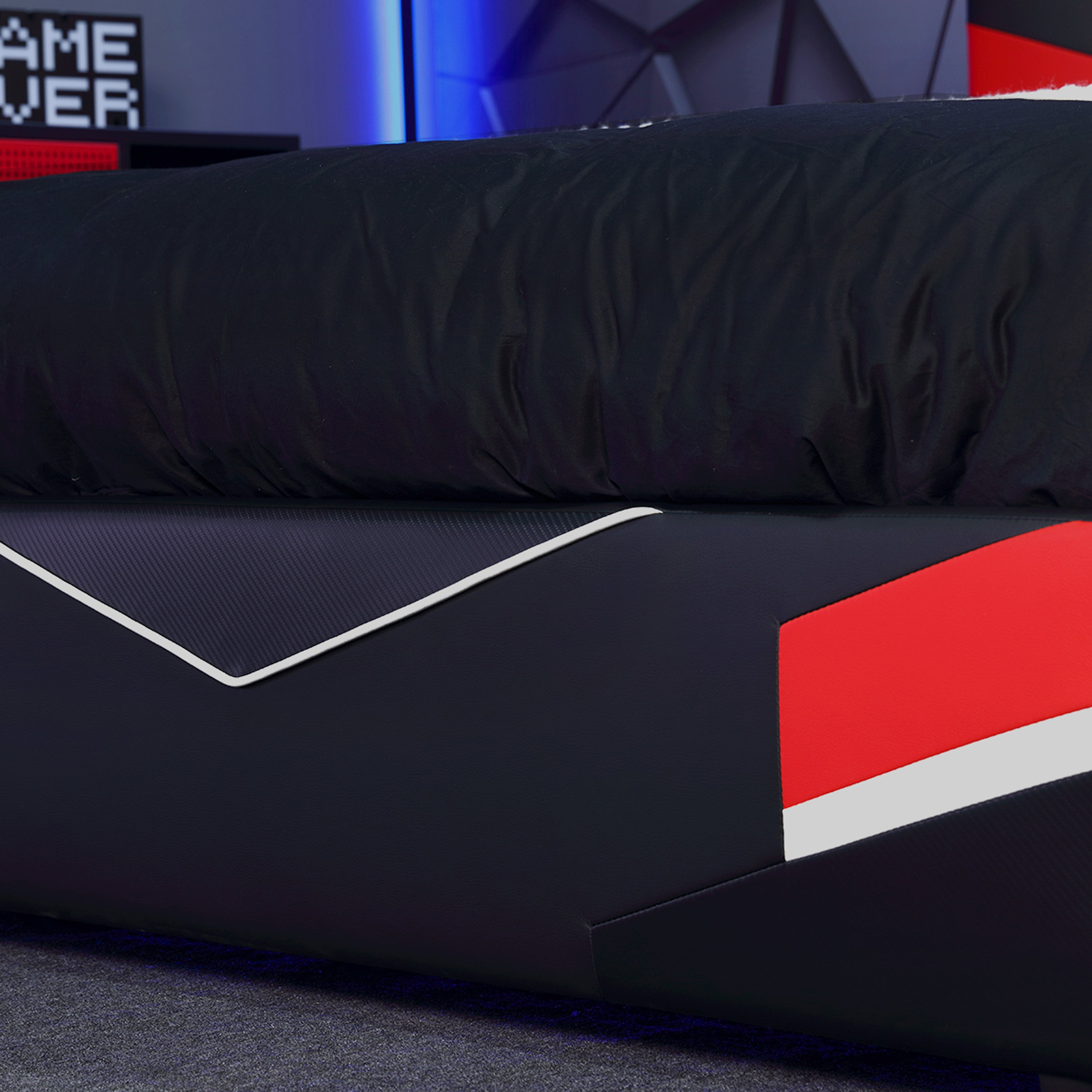 Orion eSports Gaming Bed Frame, Black/Red, Full