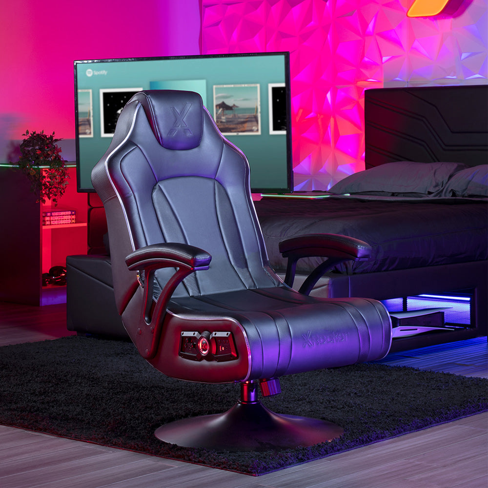 CXR3 LED Audio Pedestal Gaming Chair with Subwoofer, Black/LED