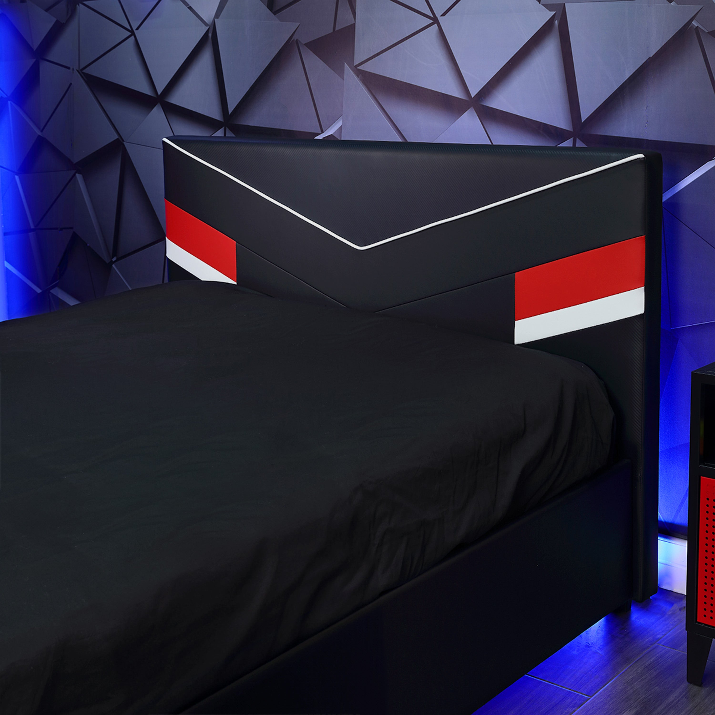 Orion eSports Gaming Bed Frame, Black/Red, Full