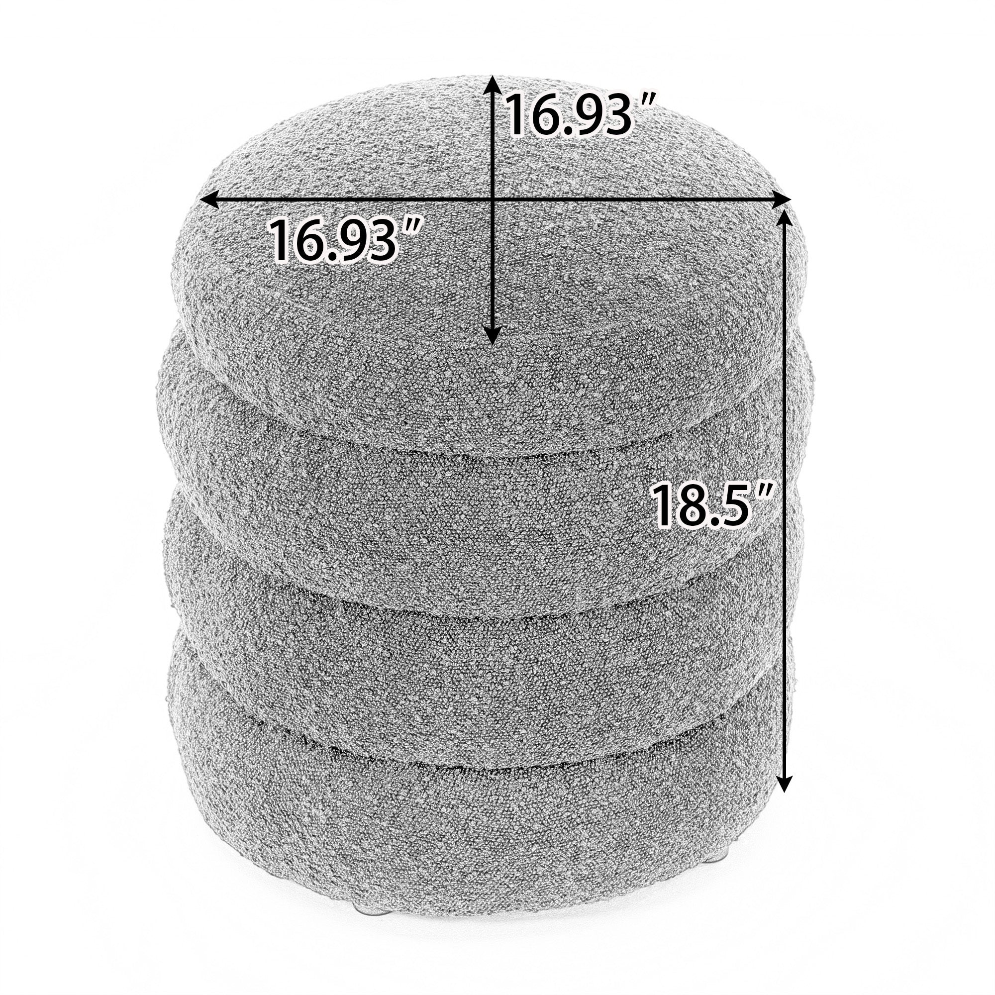 006-Soft Boucle Round Ottoman Footrest Stool,White