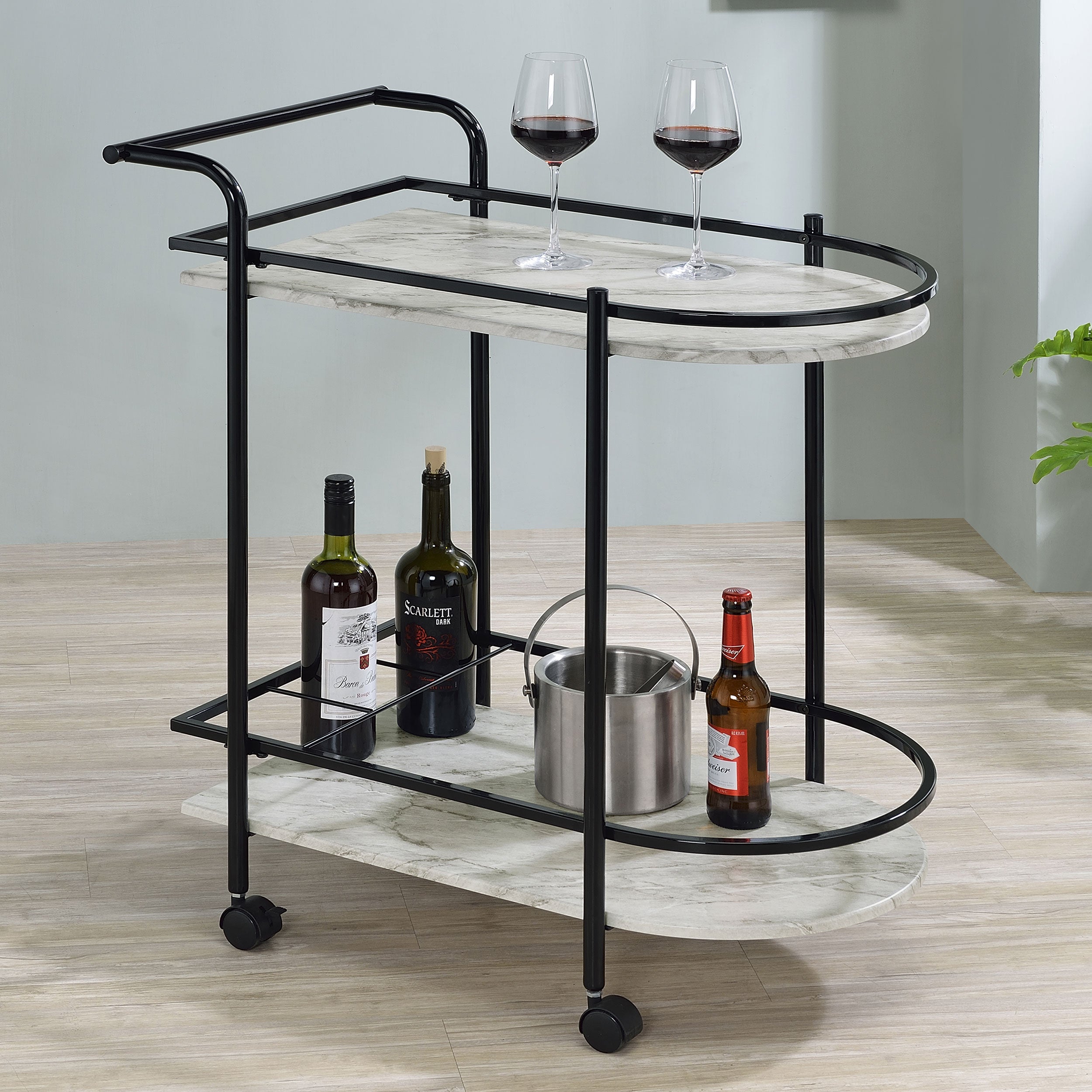 Desiree 2-tier Bar Cart with Casters Black