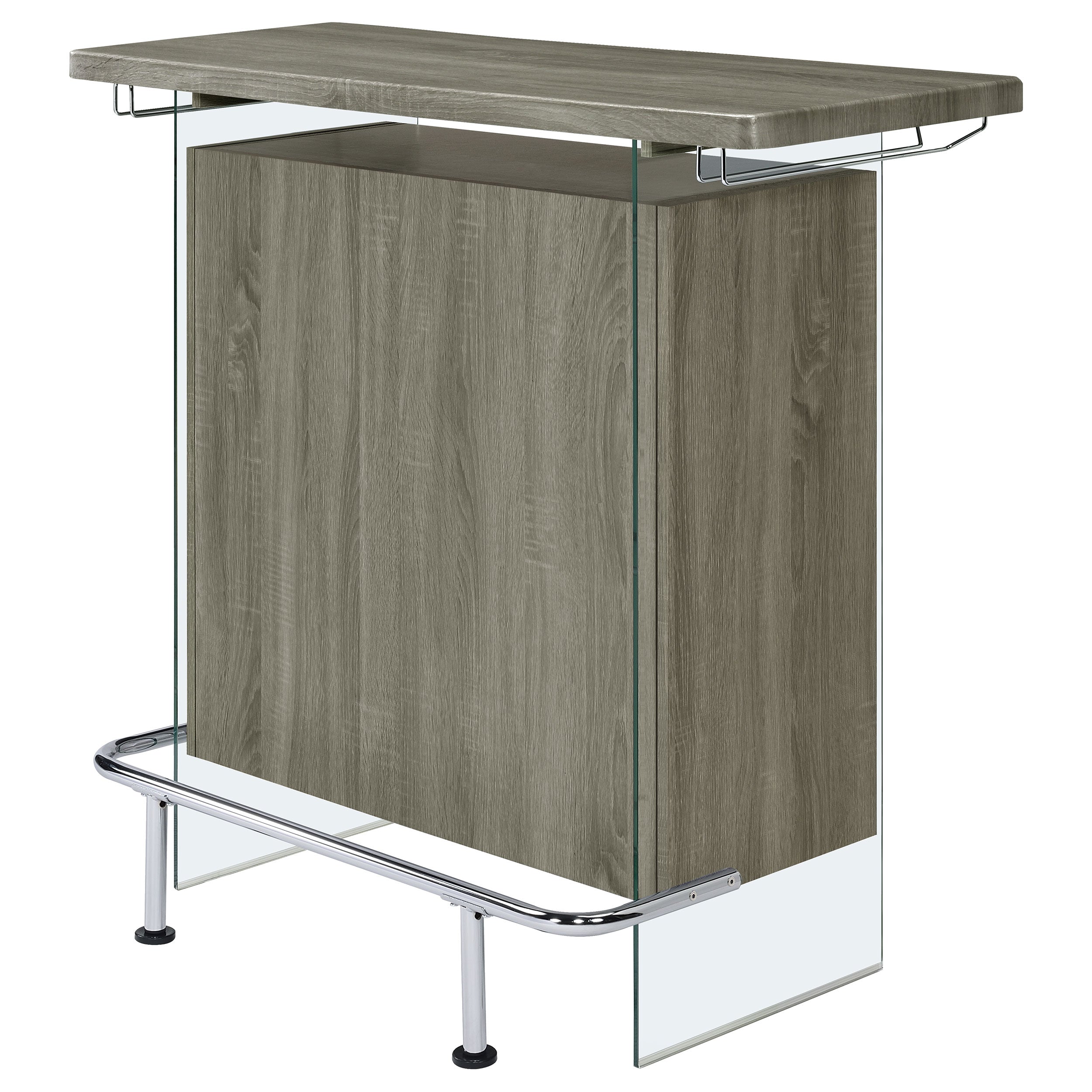 Acosta Rectangular Bar Unit with Footrest and Glass Side Panels Home Bar Grey