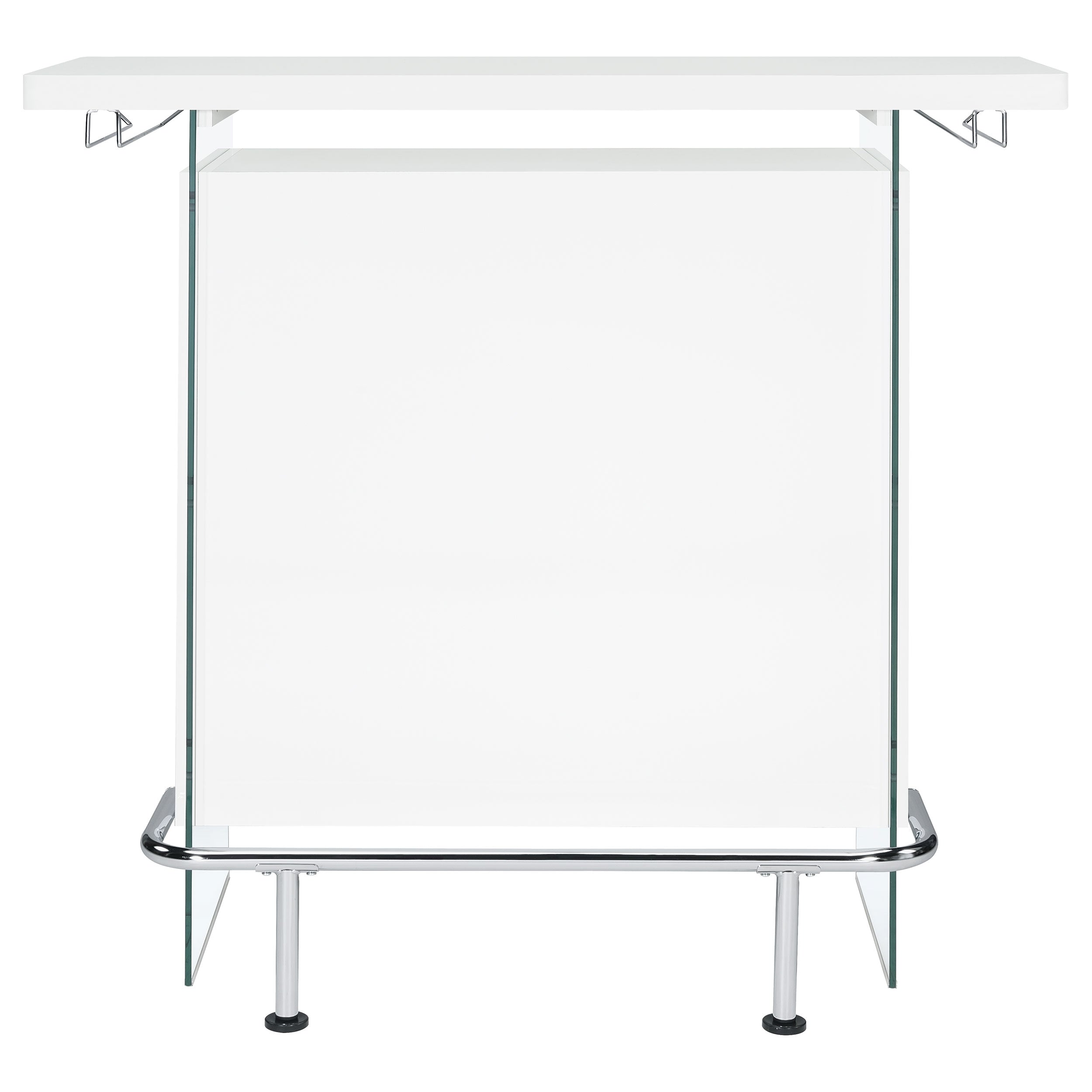 Acosta Rectangular Bar Unit with Footrest and Glass Side Panels Home Bar White