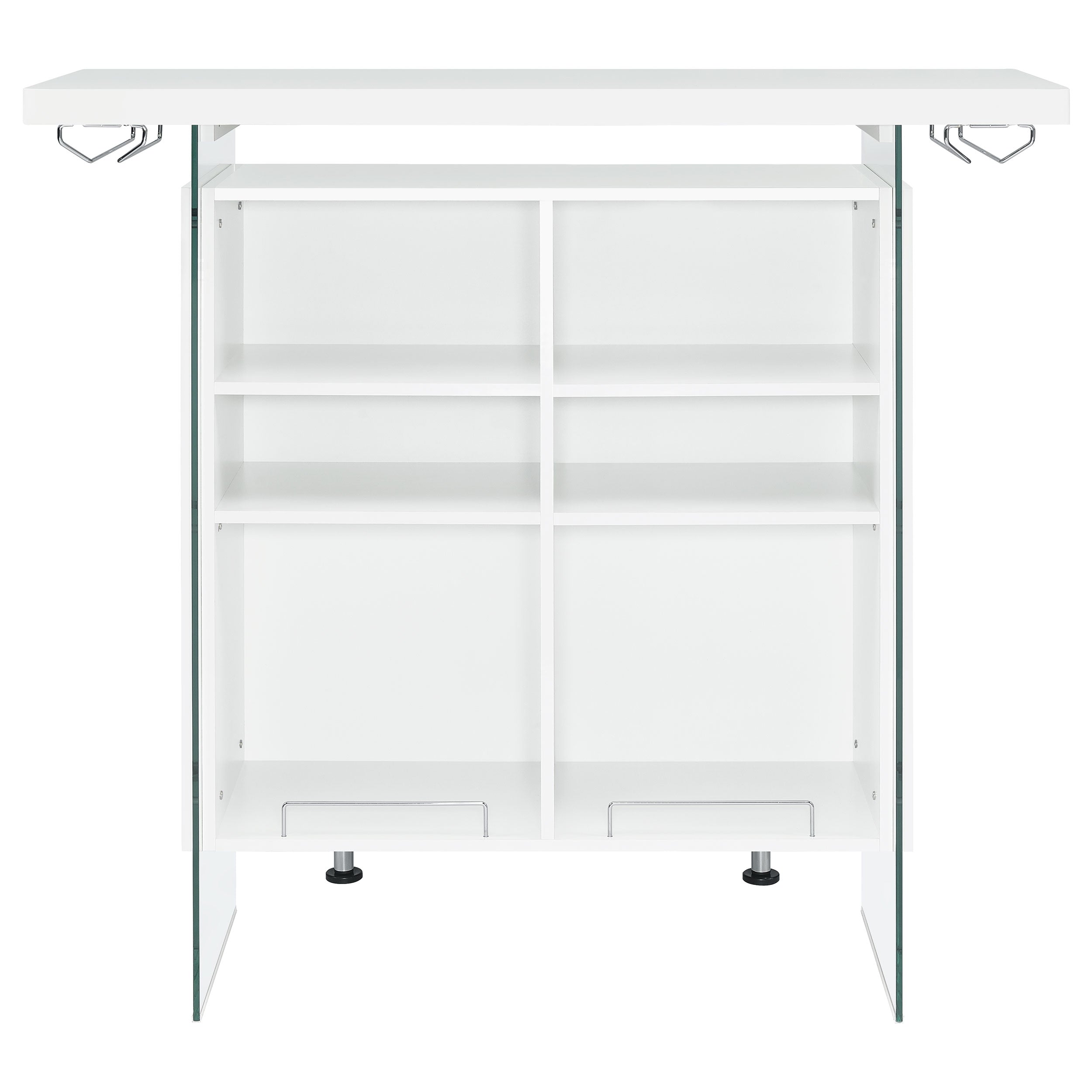 Acosta Rectangular Bar Unit with Footrest and Glass Side Panels Home Bar White