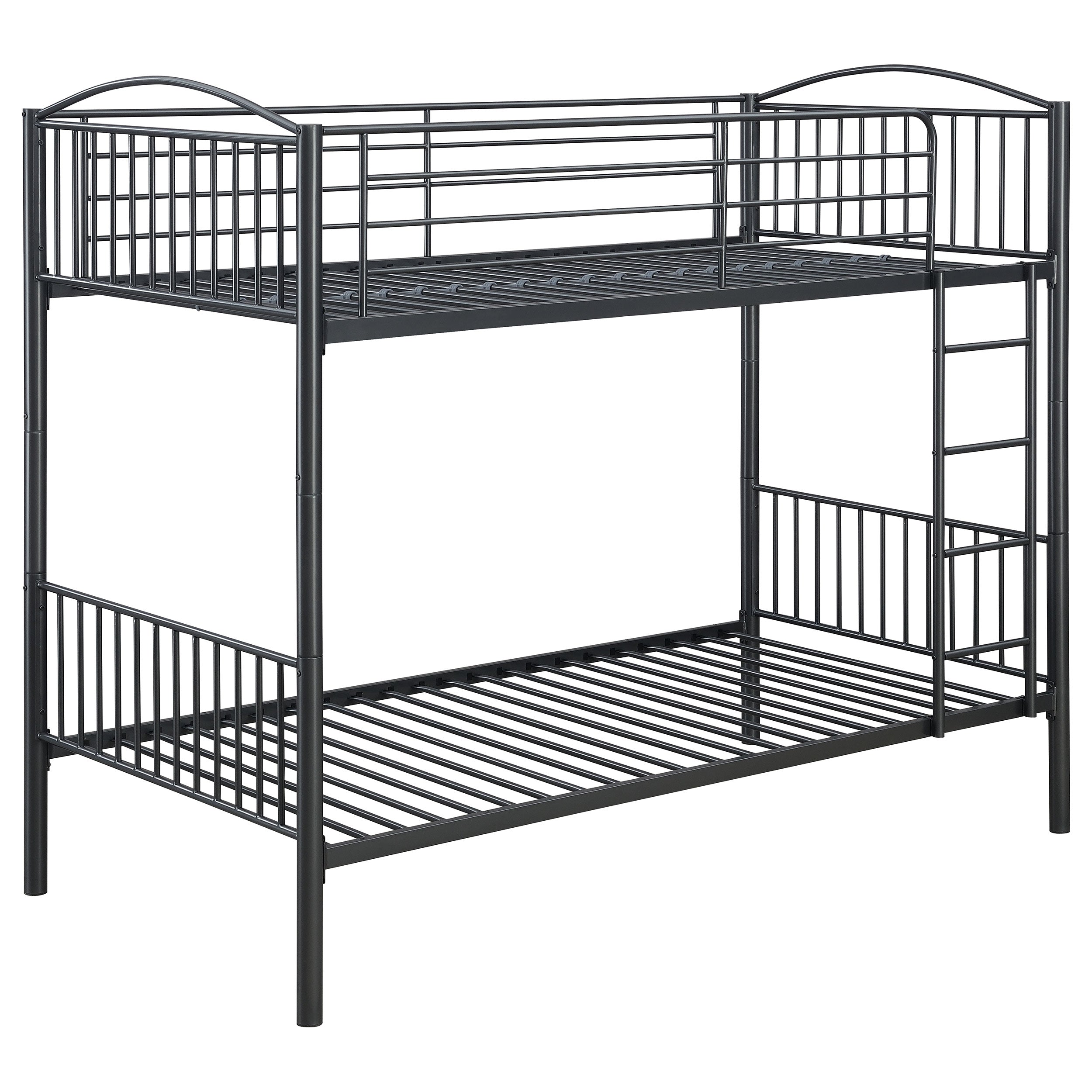 Anson Twin Over Twin Bunk Bed with Ladder Twin / Twin Bunk Bed Grey