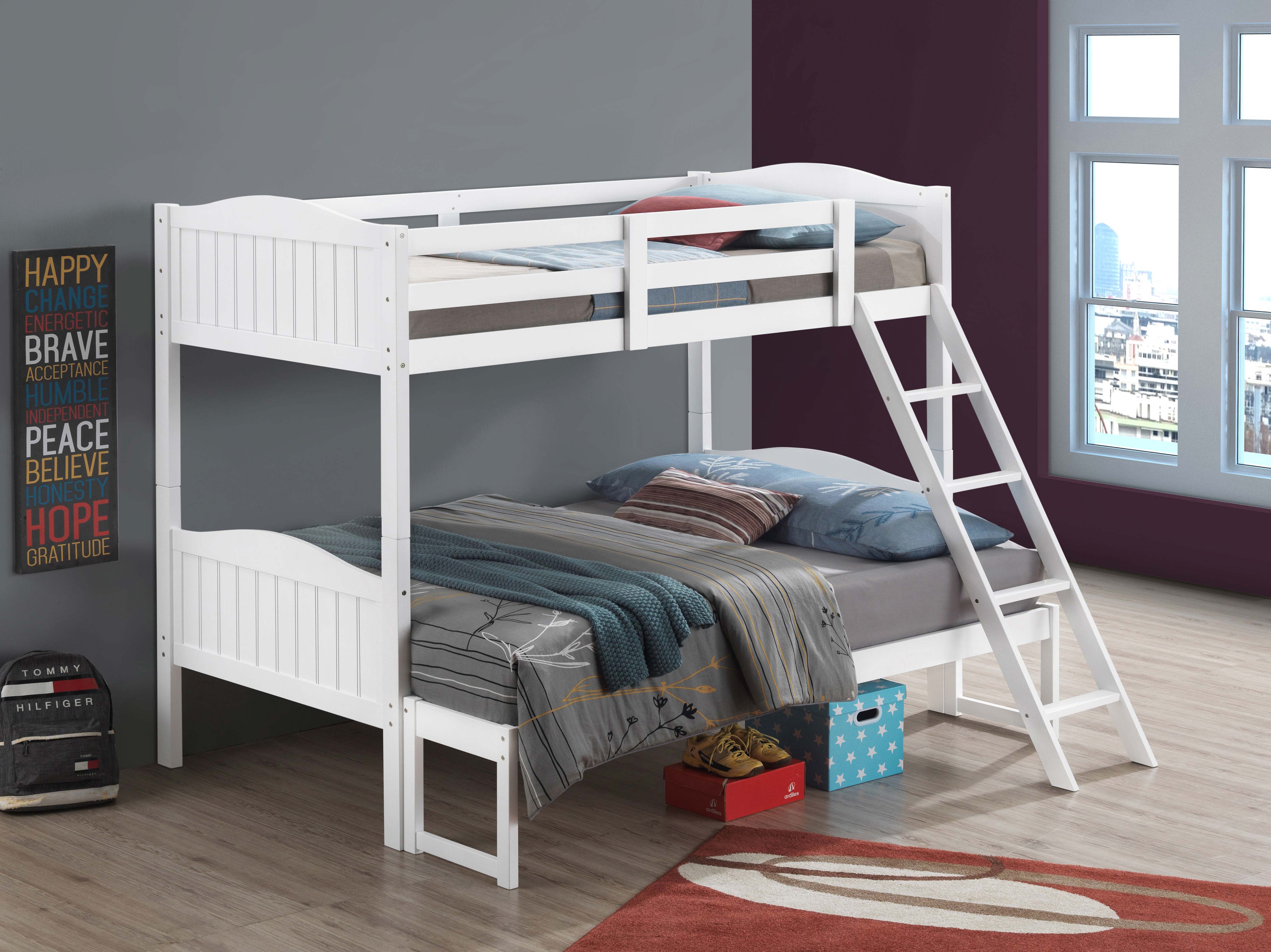 Arlo Twin Over Full Bunk Bed with Ladder White