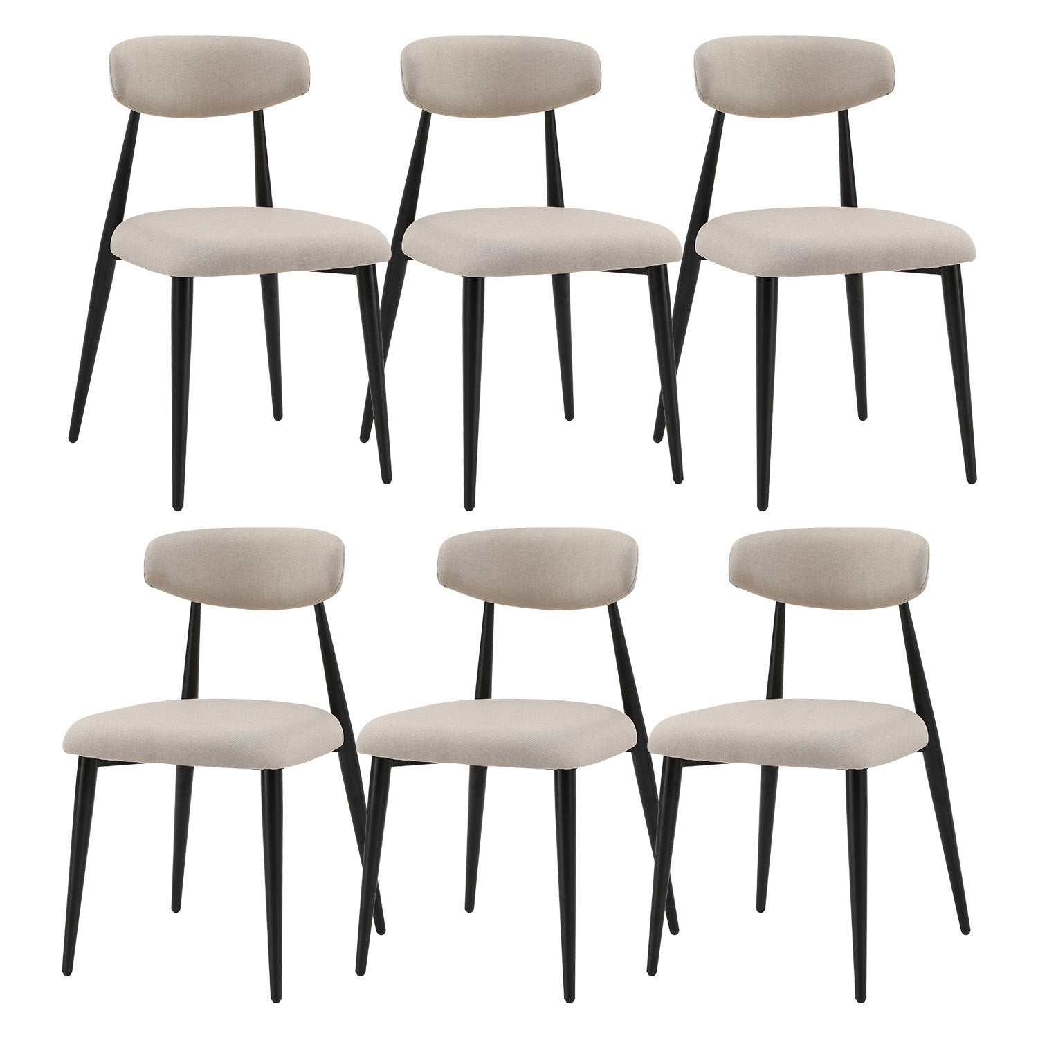 (Set of 6)Dining Chairs , Upholstered Chairs with Metal Legs for Kitchen Dining Room,Light Grey