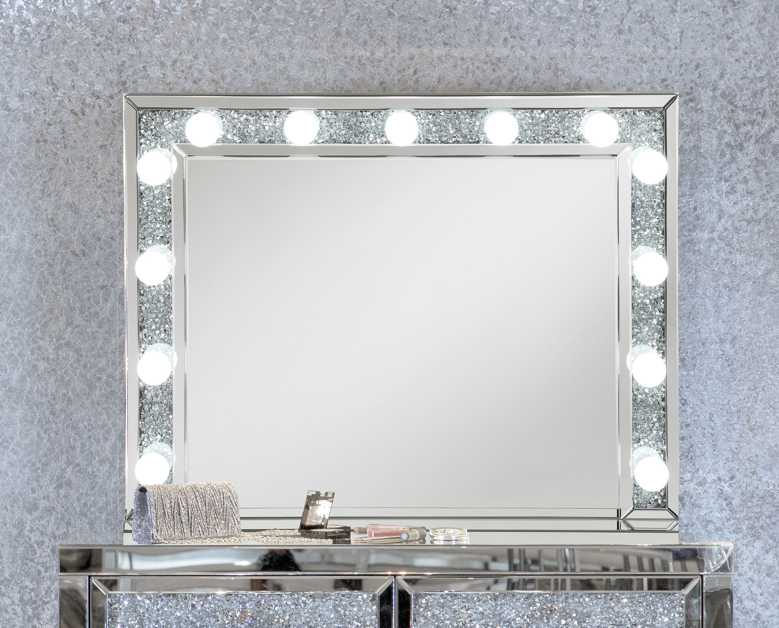 Wilmer Rectangular Table Mirror with Lighting Silver