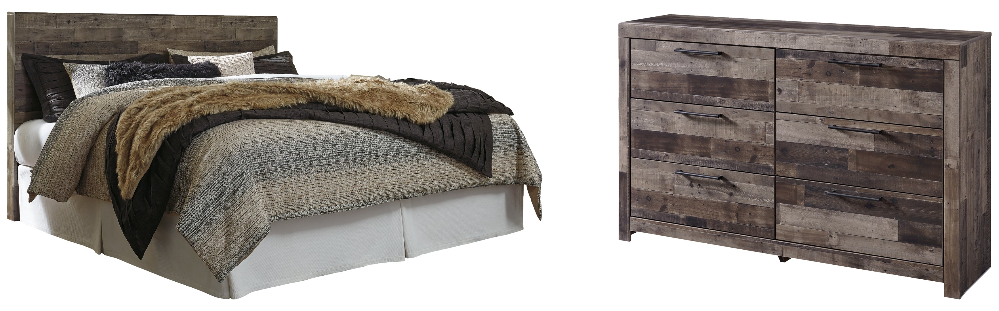Derekson King Panel Headboard Bed with Dresser