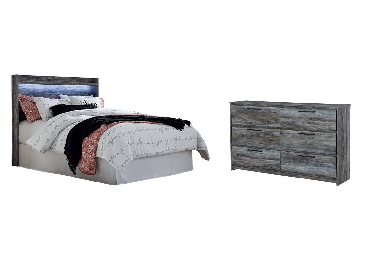 Baystorm Queen Panel Headboard Bed with Dresser