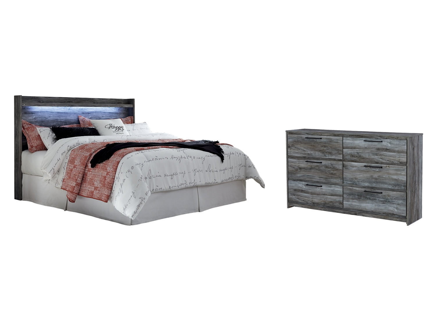 Baystorm King Panel Headboard Bed with Dresser