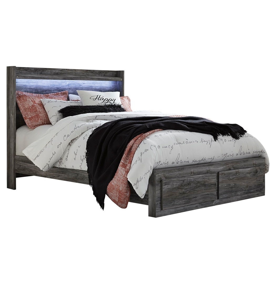 Baystorm Queen Panel Bed with 2 Storage Drawers with Dresser