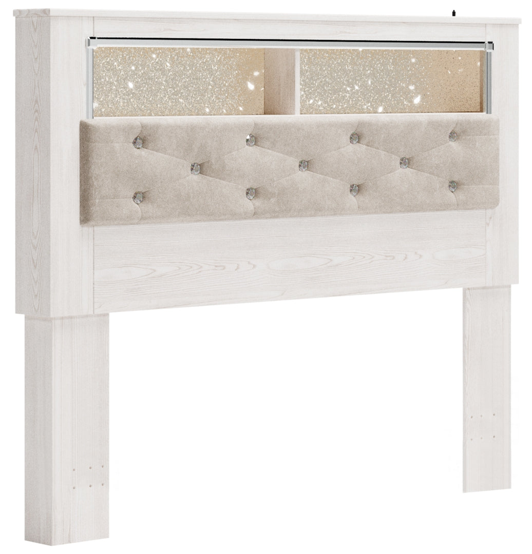 Altyra Queen Upholstered Panel Bookcase Headboard