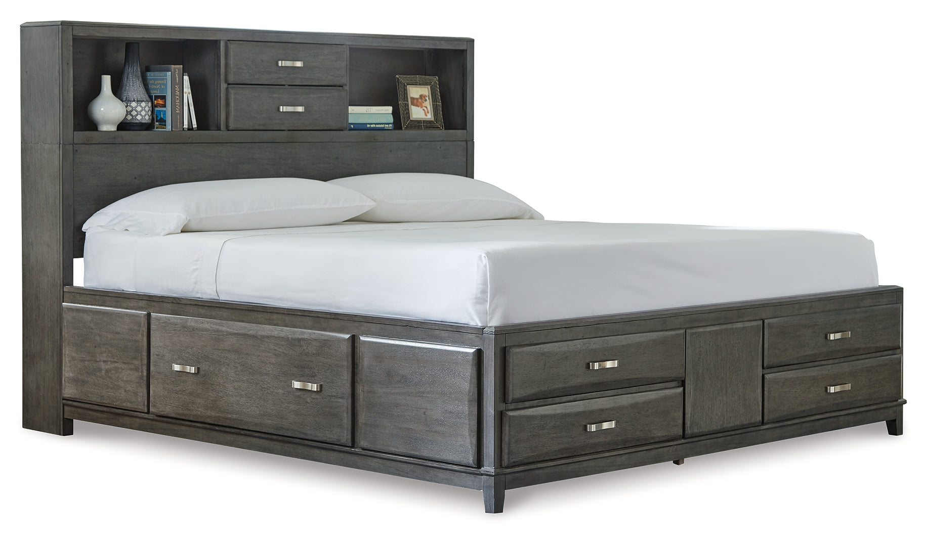 Caitbrook King Storage Bed with 8 Storage Drawers with Dresser