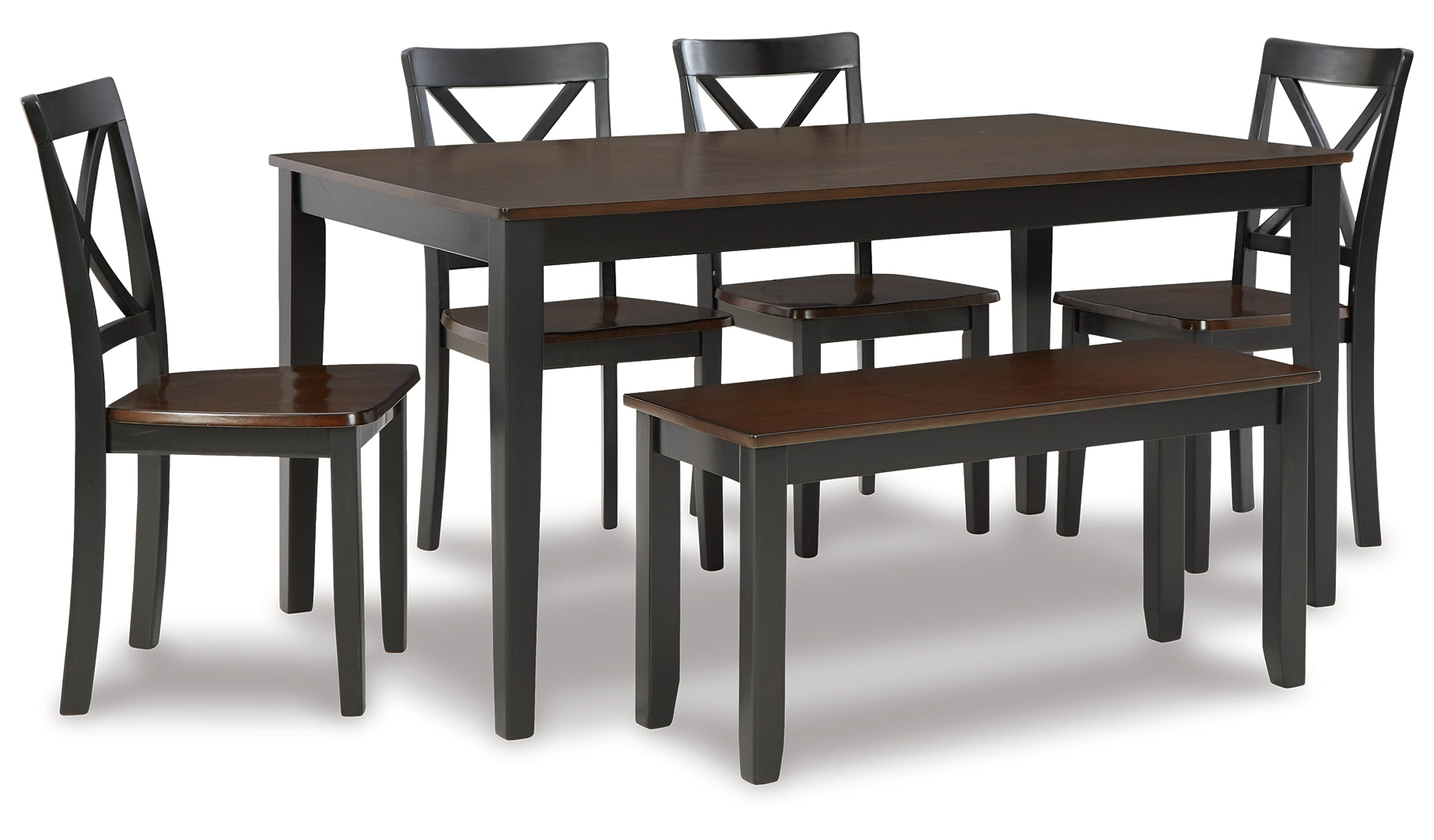 Larsondale Dining Table and Chairs with Bench (Set of 6)