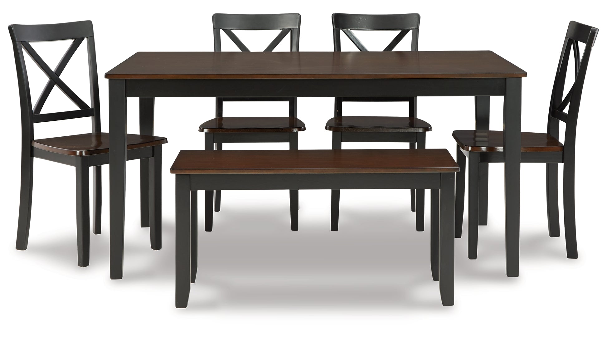 Larsondale Dining Table and Chairs with Bench (Set of 6)