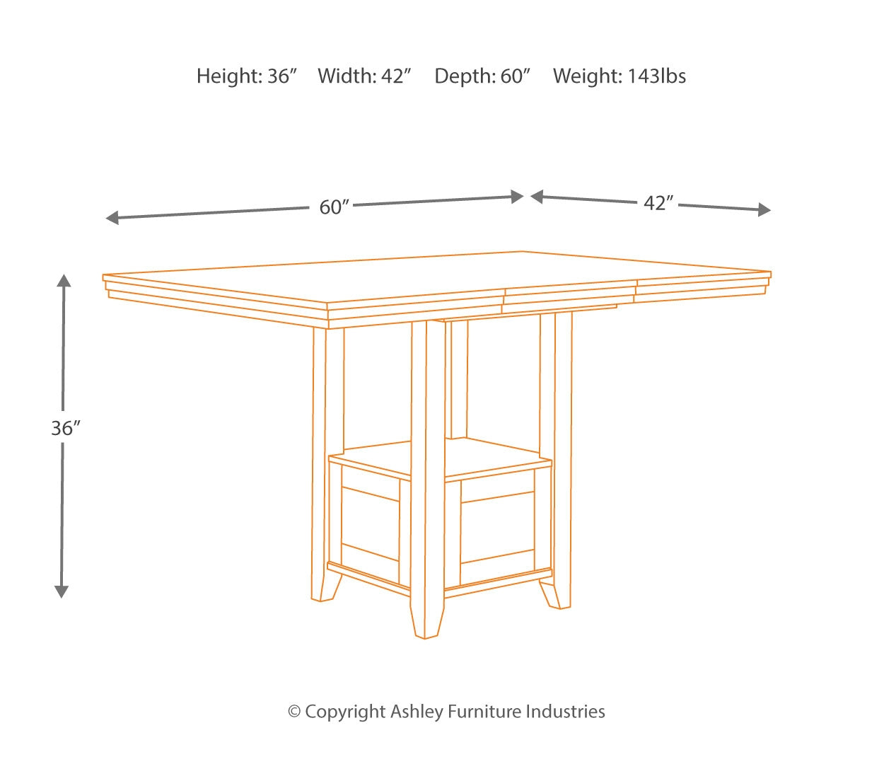 Ralene Counter Height Dining Extension Table