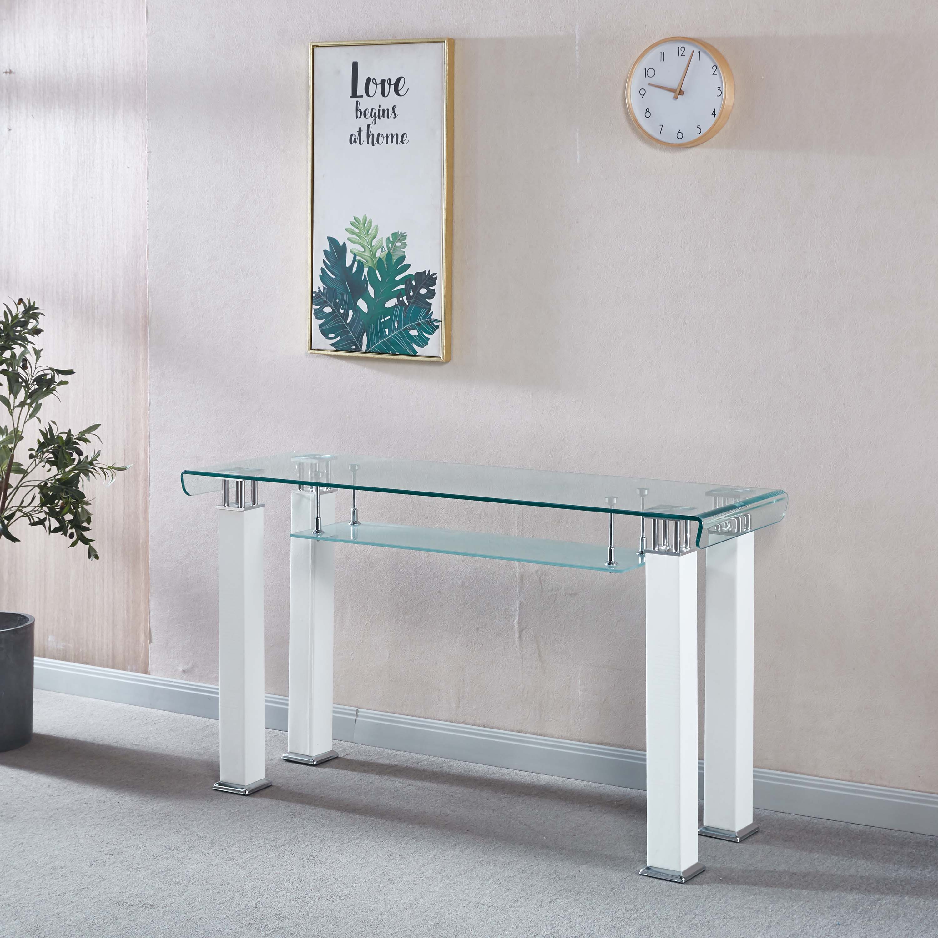 Babson Glass Dining Table White