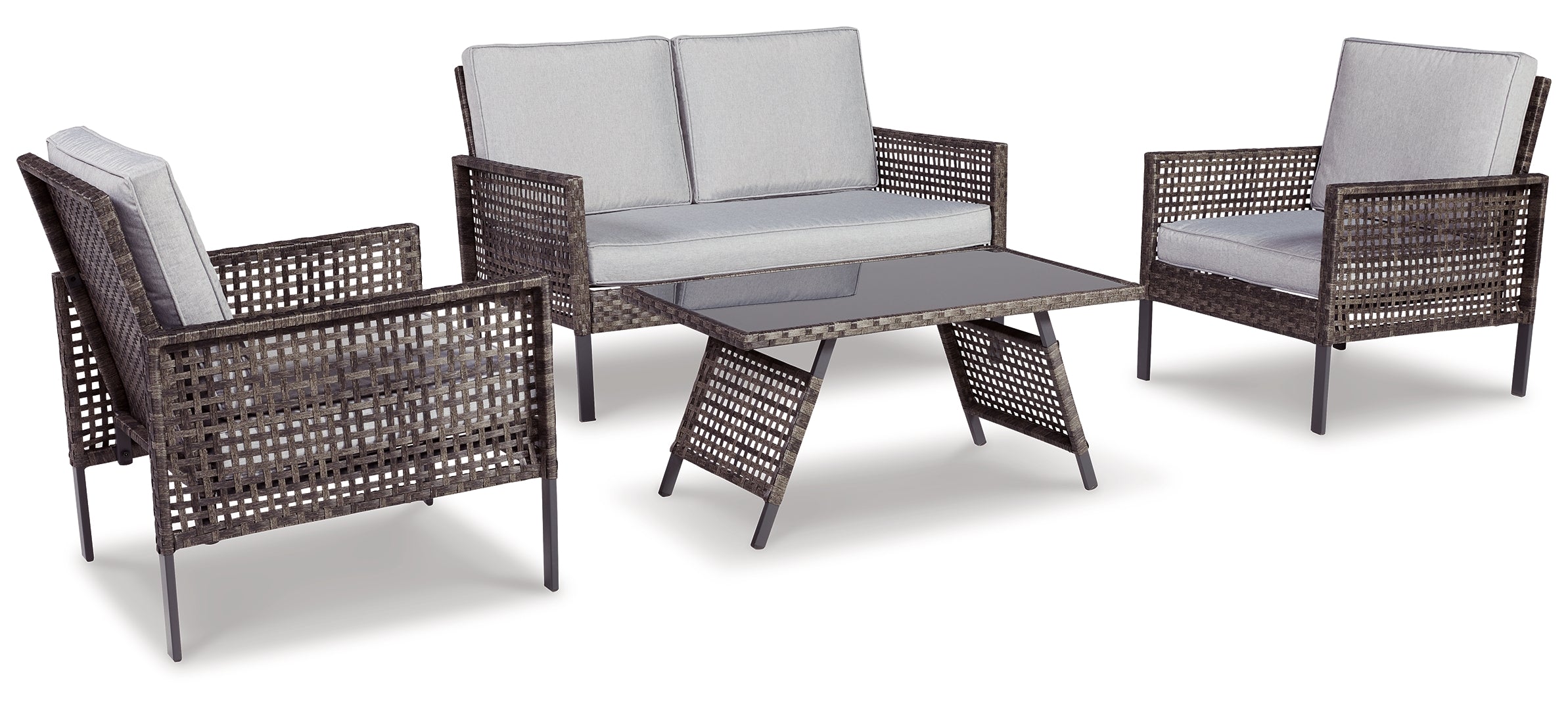 Lainey Outdoor Love/Chairs/Table Set (Set of 4)