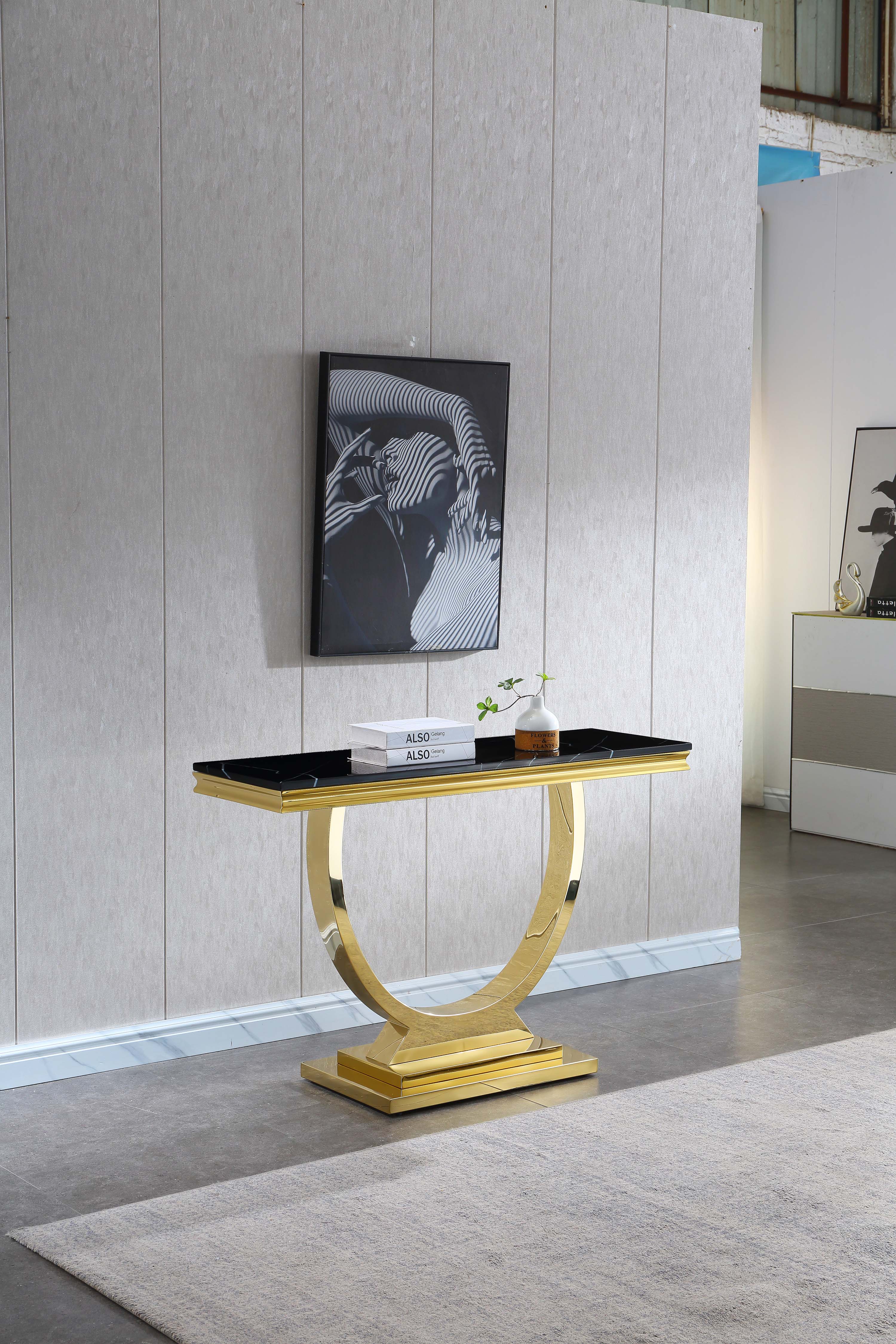 Hanly Console Table Black Gold