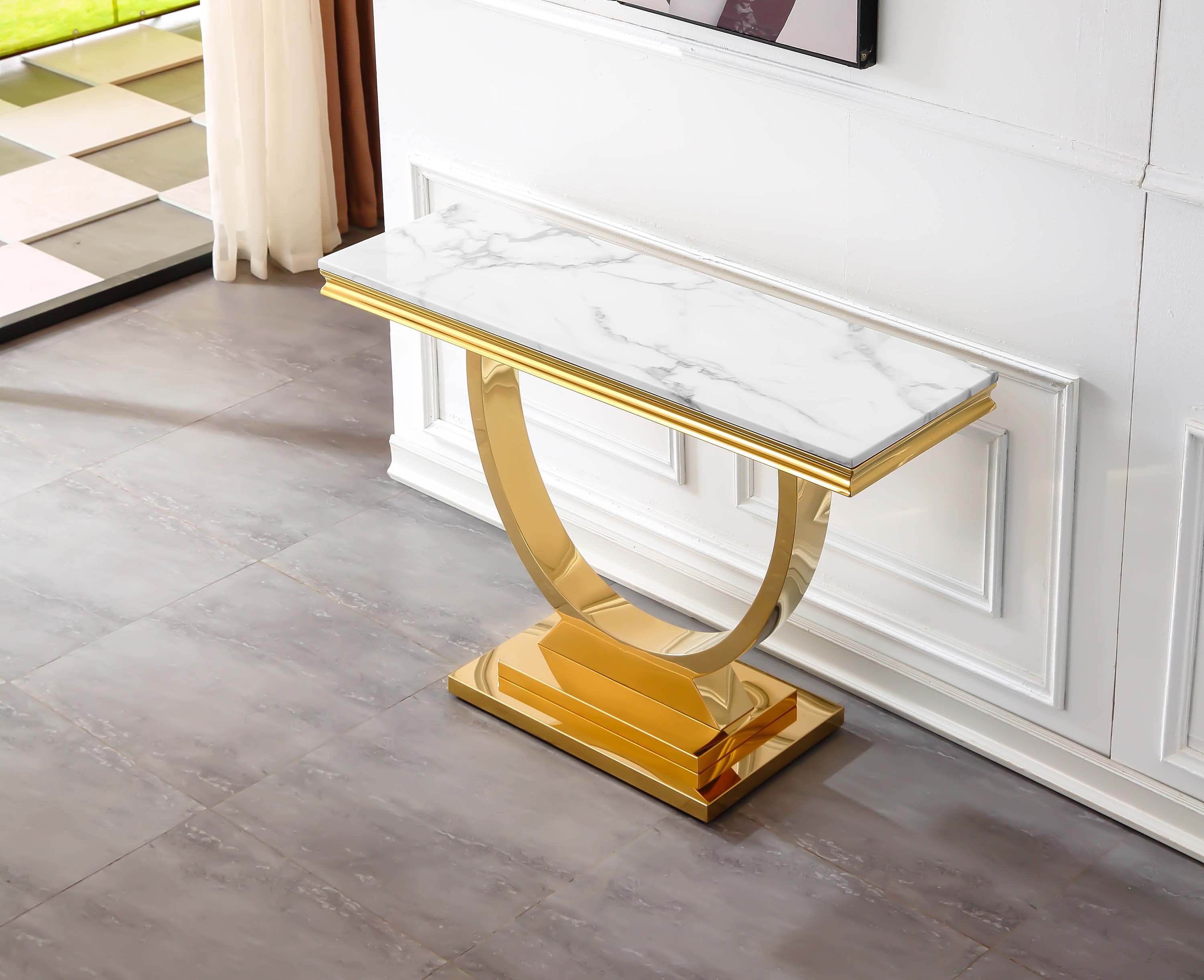 Hanly Console Table White Gold