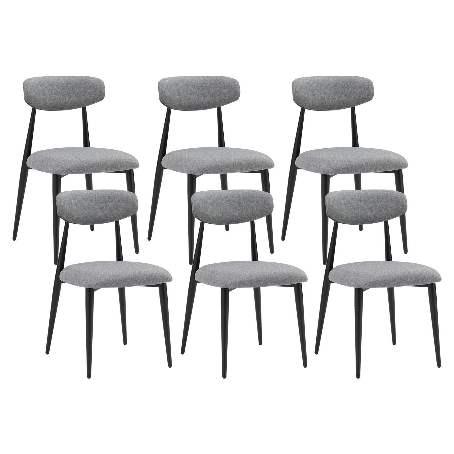 (Set of 6) Dining Chairs, Upholstered Chairs with Metal Legs for Kitchen Dining Room,Grey