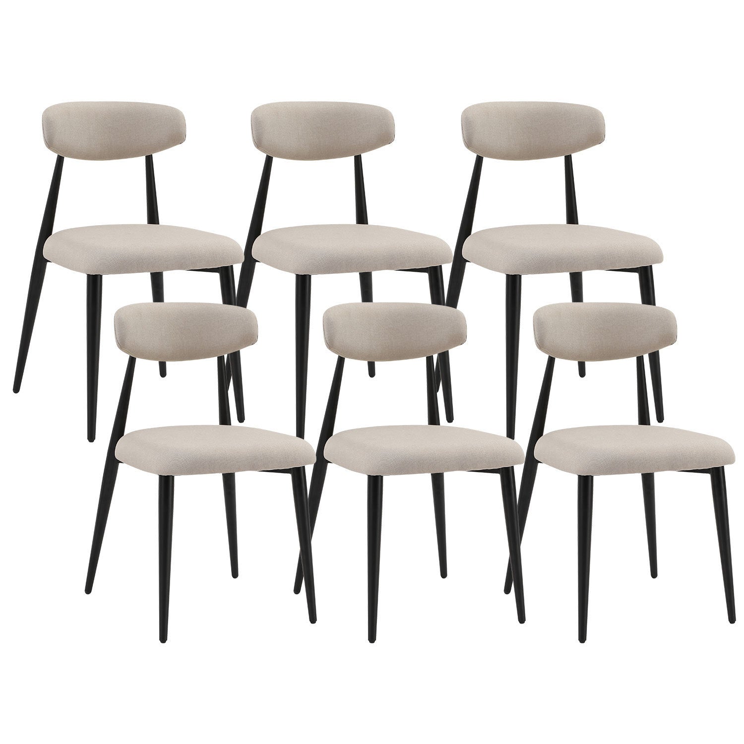 (Set of 6)Dining Chairs , Upholstered Chairs with Metal Legs for Kitchen Dining Room,Light Grey