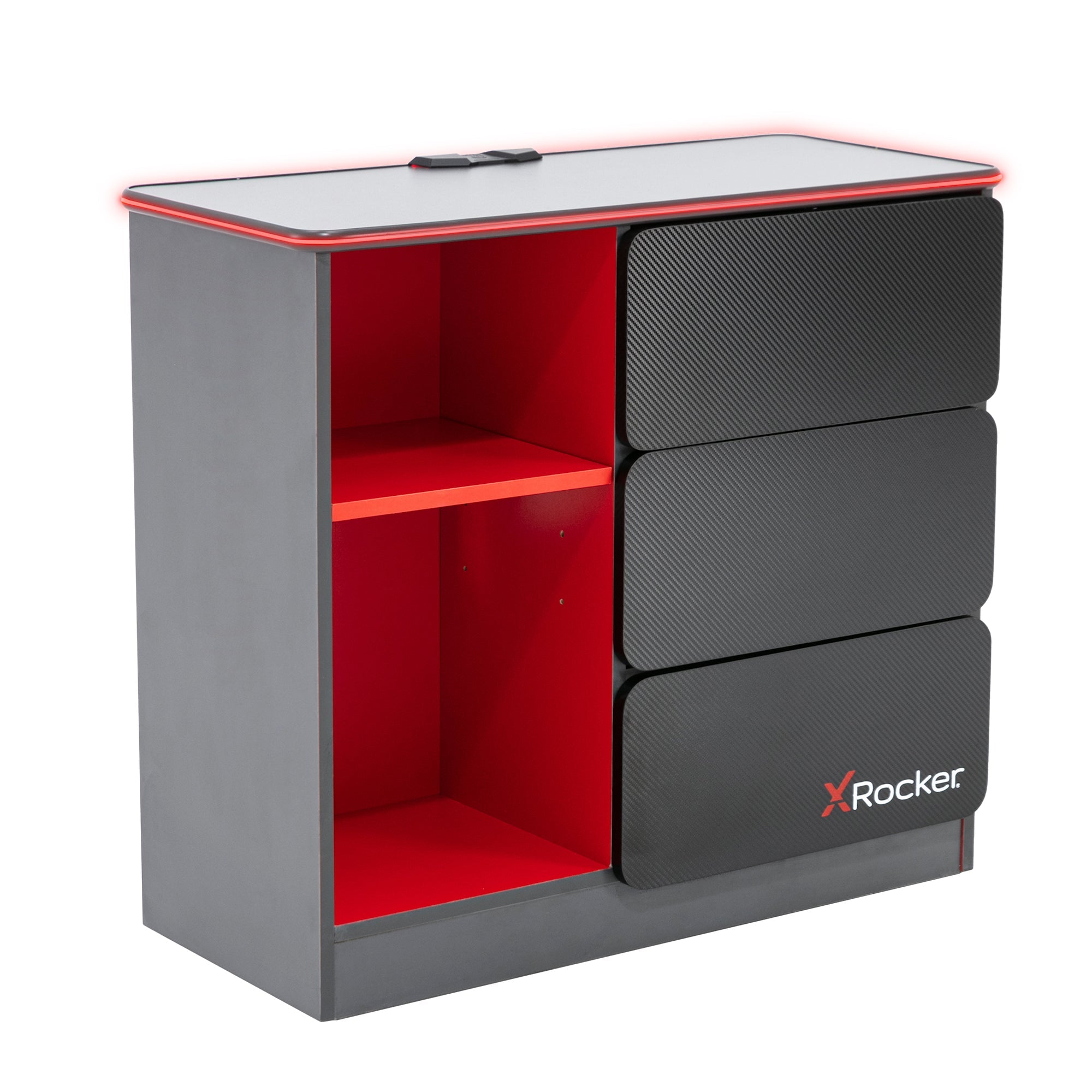 Carbon-Tek Storage Unit with LED, Gray/Red