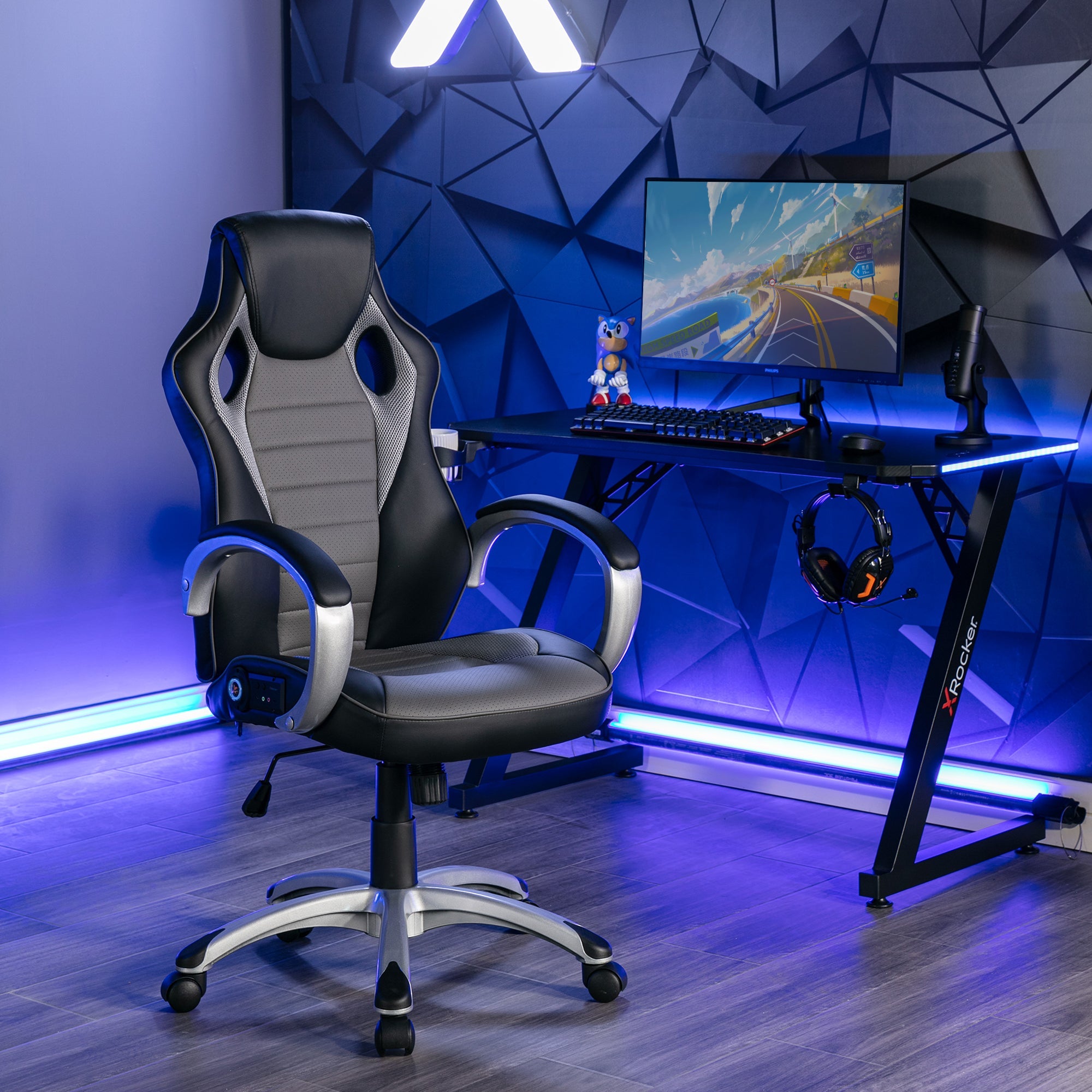 X Rocker Rogue Sound Office Chair - Gray