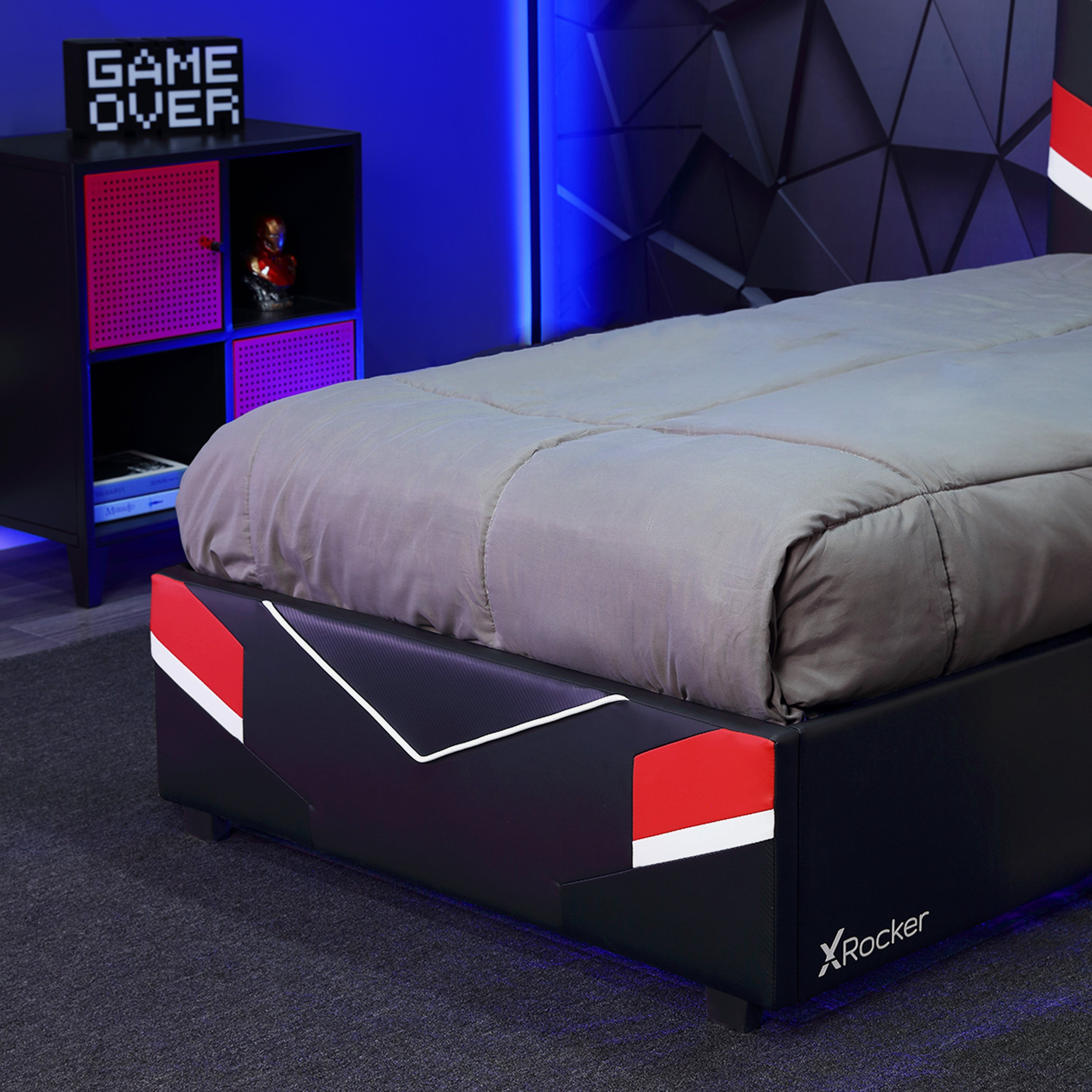 Orion eSports Gaming Bed Frame, Black/Red, Twin