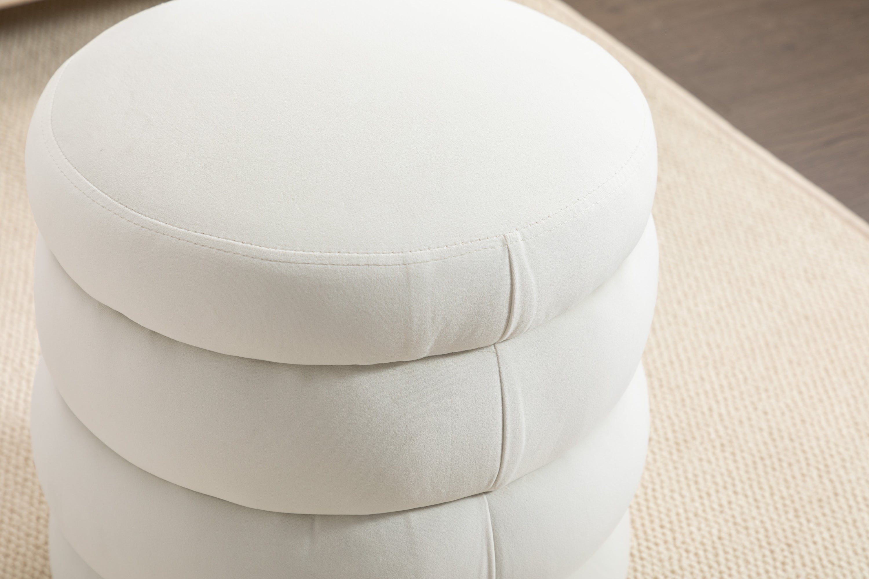 006-Soft Velvet Round Ottoman Footrest Stool