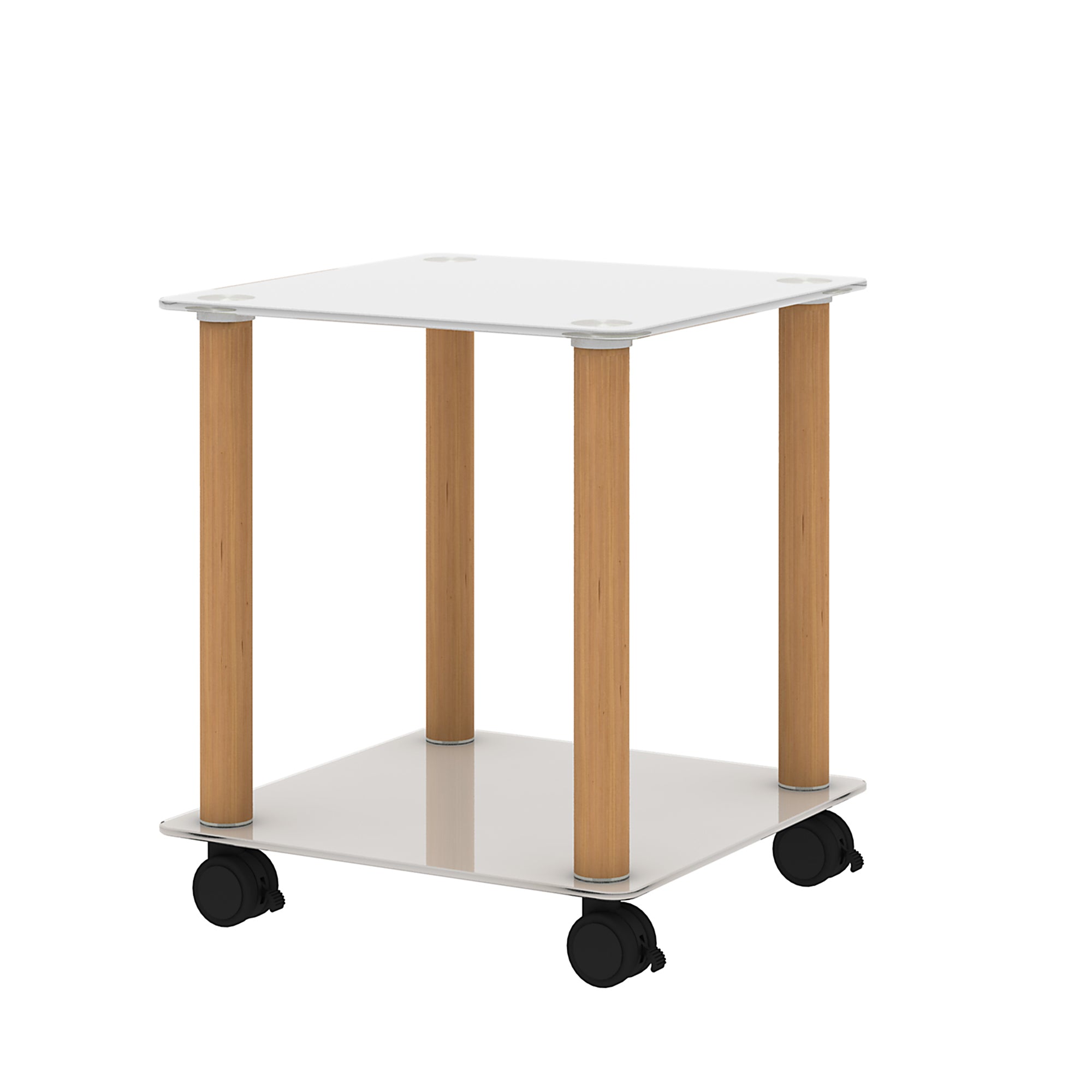 1-Piece White+Oak Side Table , 2-Tier Space End Table ,Modern Night Stand, Sofa table, Side Table with Storage Shelve