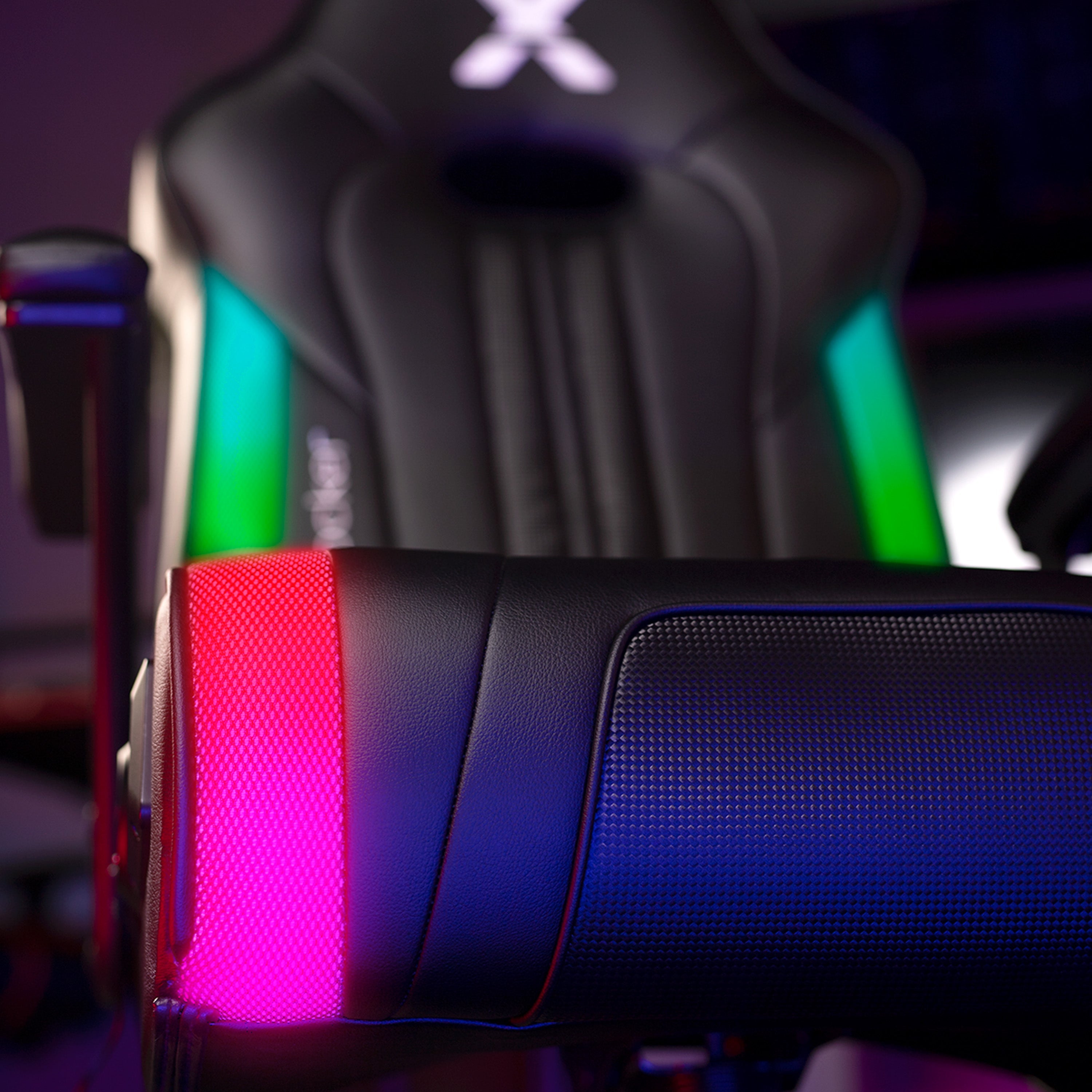 Torque RGB Audio Pedestal Gaming Chair with Subwoofer and Vibration, Black/RGB