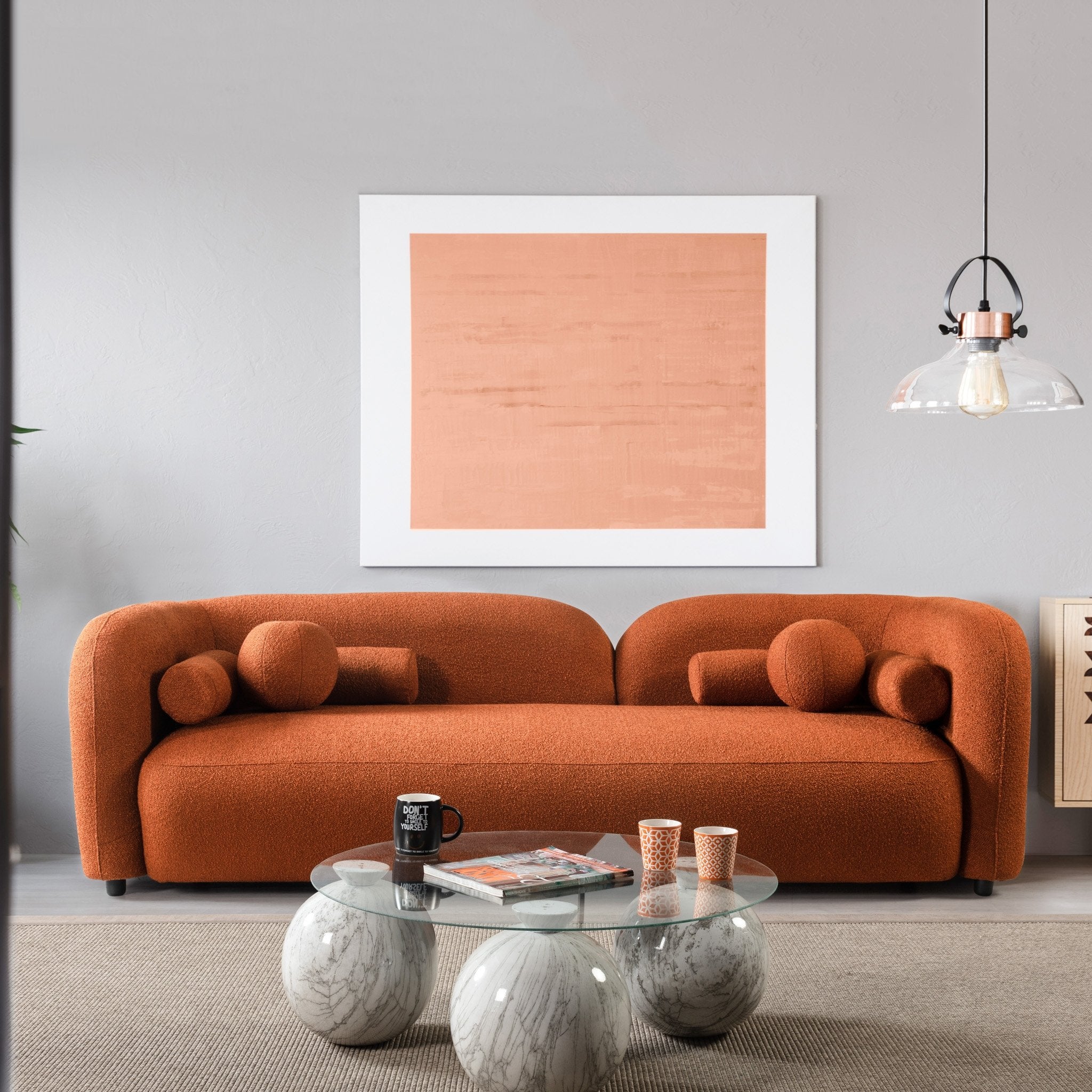 Bodrum Sofa Burnt Orange Boucle