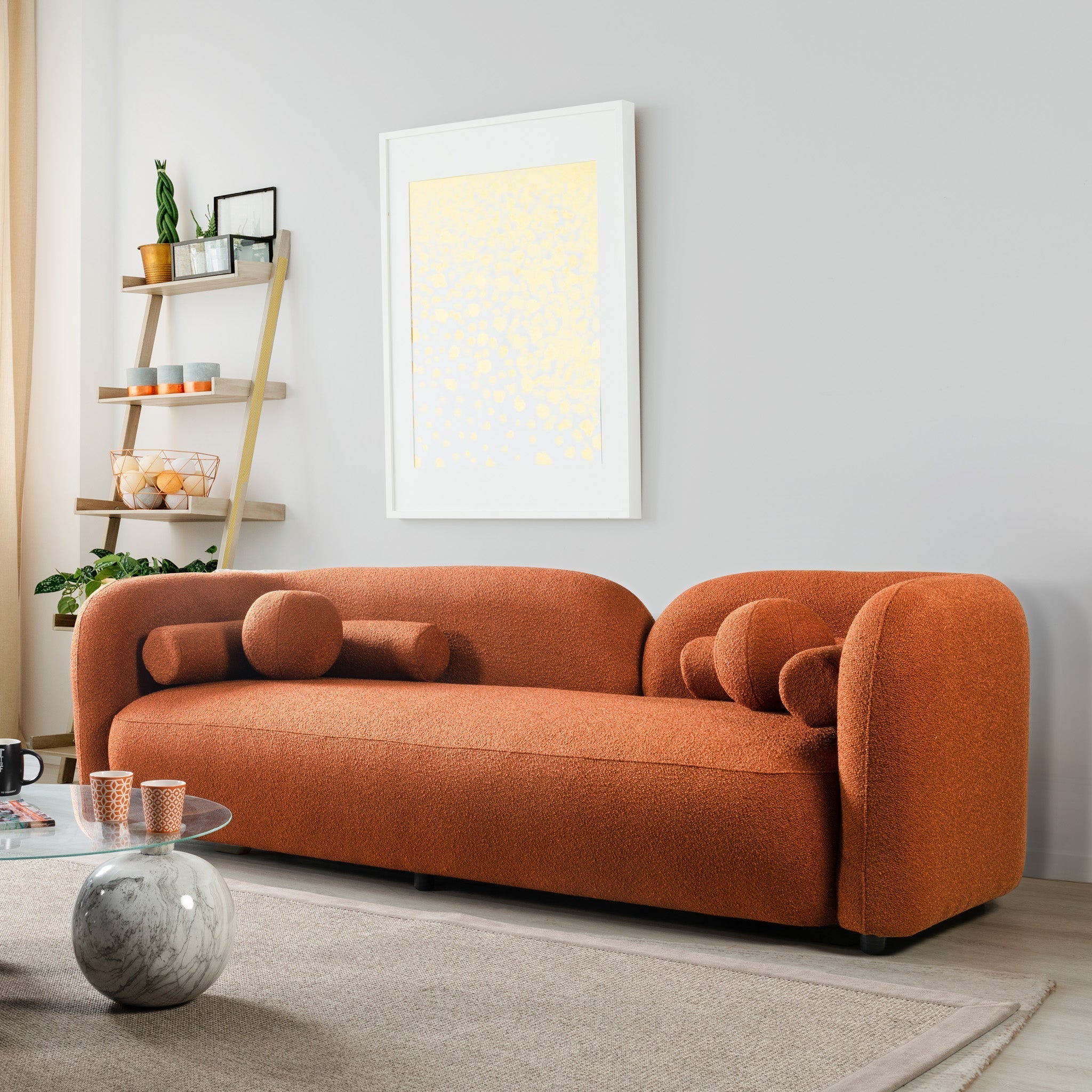 Bodrum Sofa Burnt Orange Boucle