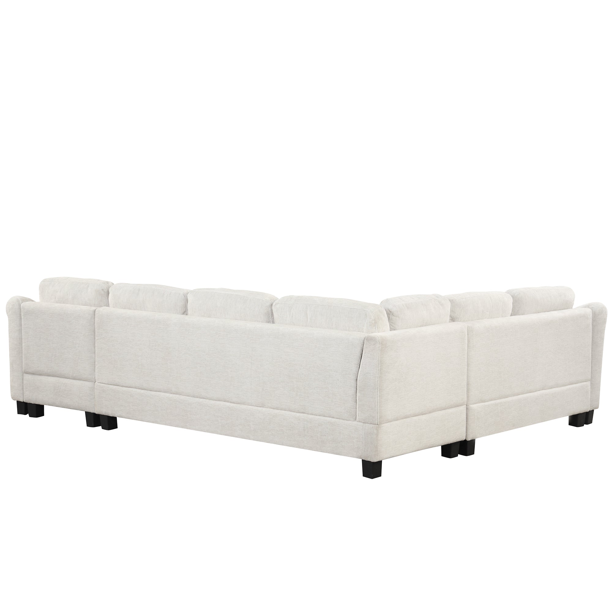 122.1" *91.3" 4pcs Sectional Sofa with Ottoman with Right Side Chaise velvet fabric White