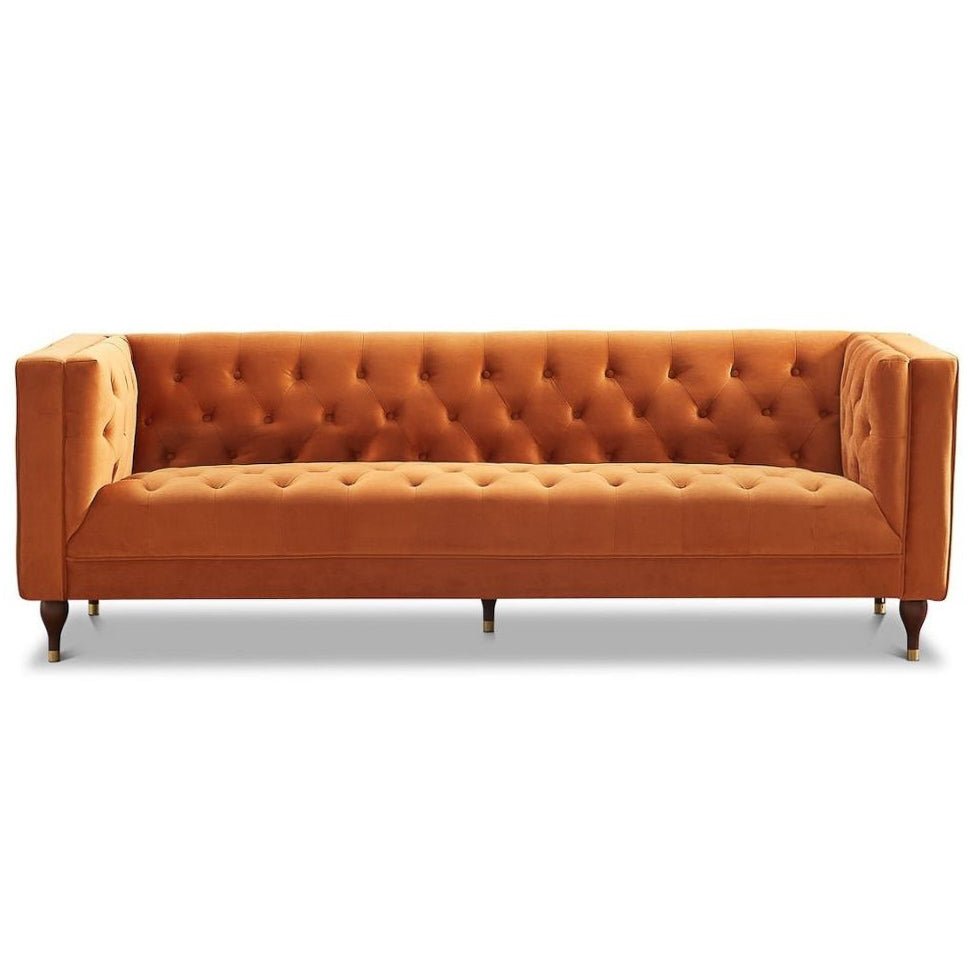 Houston Modern Sofa Burnt Orange Velvet