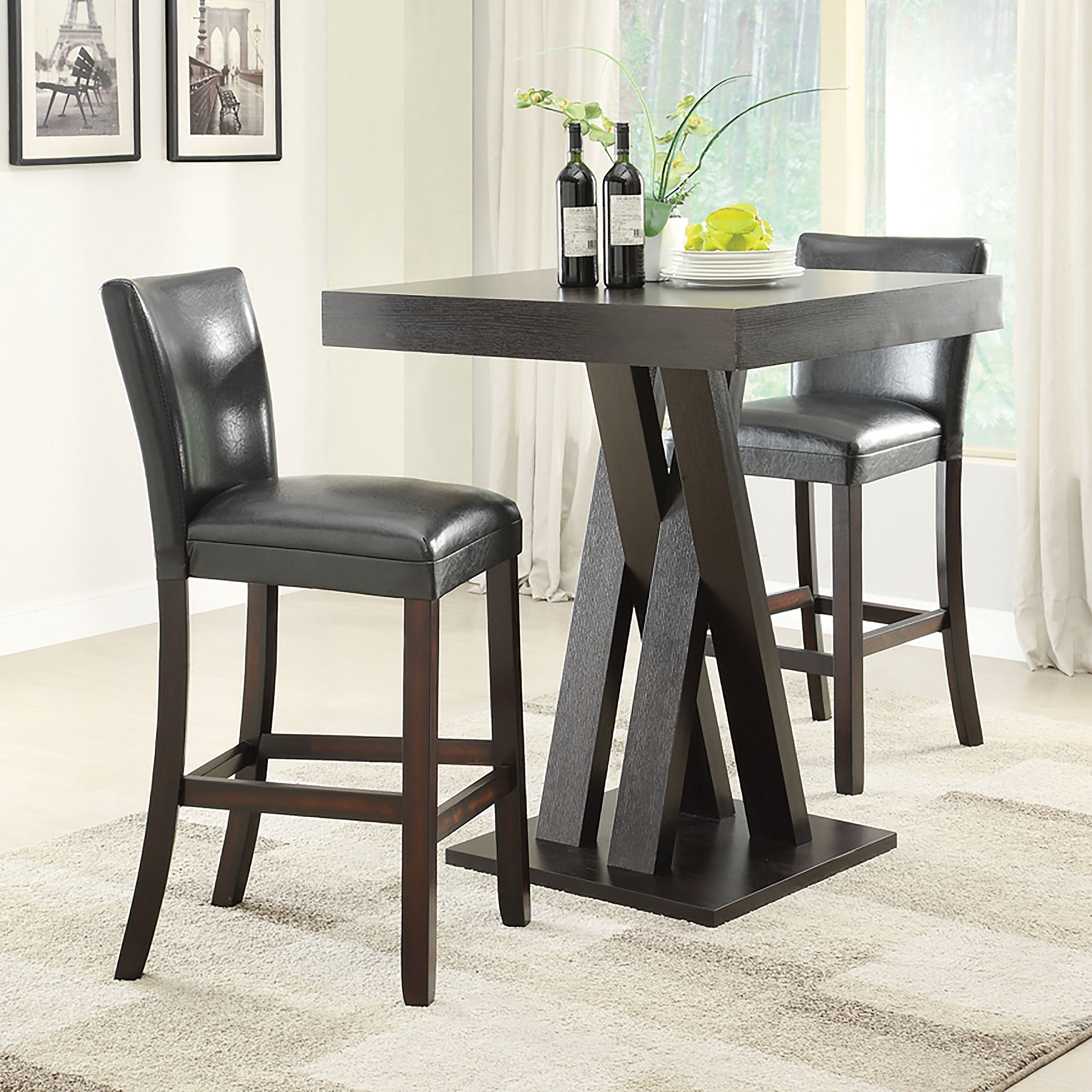 Alberton Upholstered Bar Stools Black and Cappuccino (Set of 2)