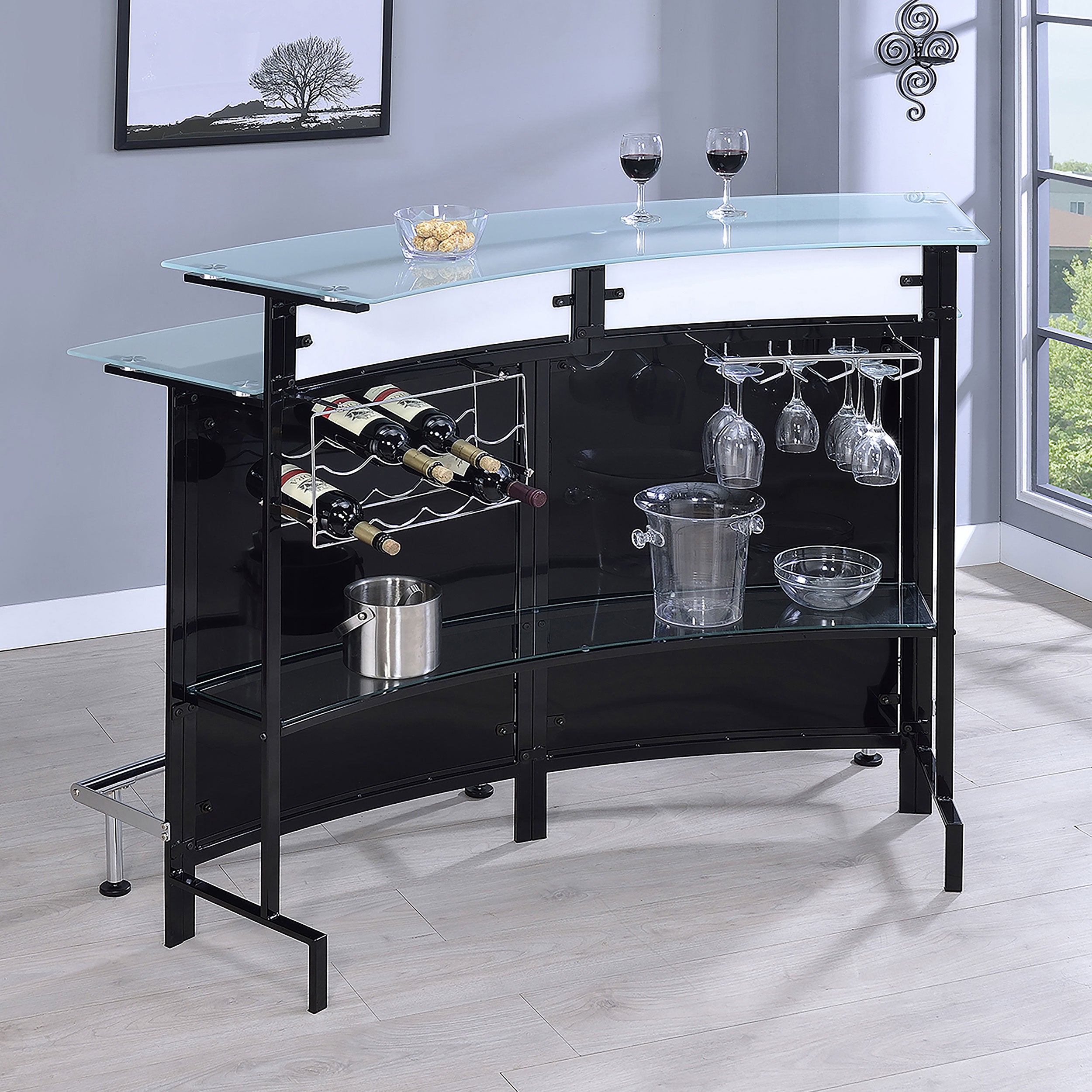 Keystone Glass Top Bar Unit Black