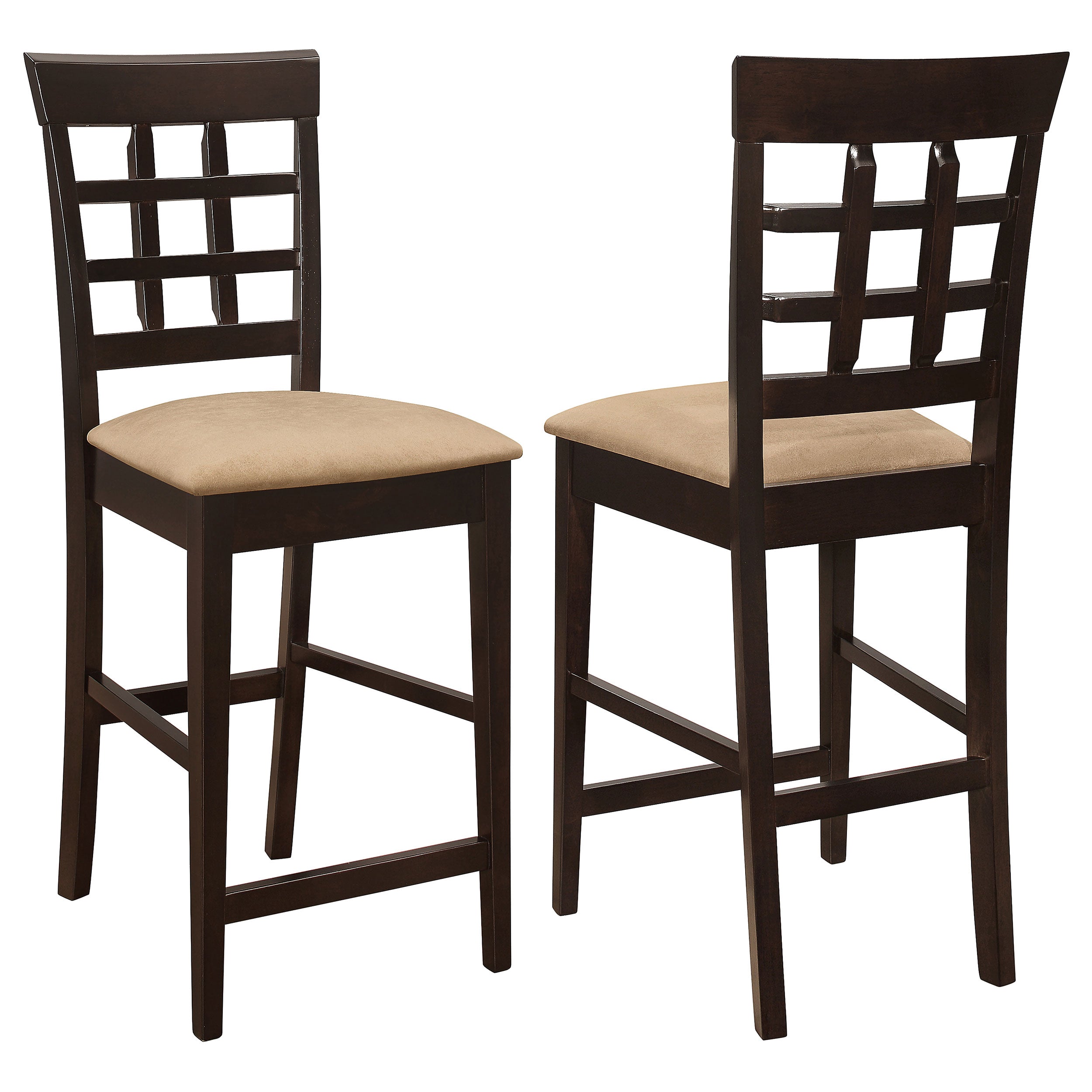 Jaquavien Upholstered Counter Height Stools Cappuccino and Beige (Set of 2) Counter Stool Brown