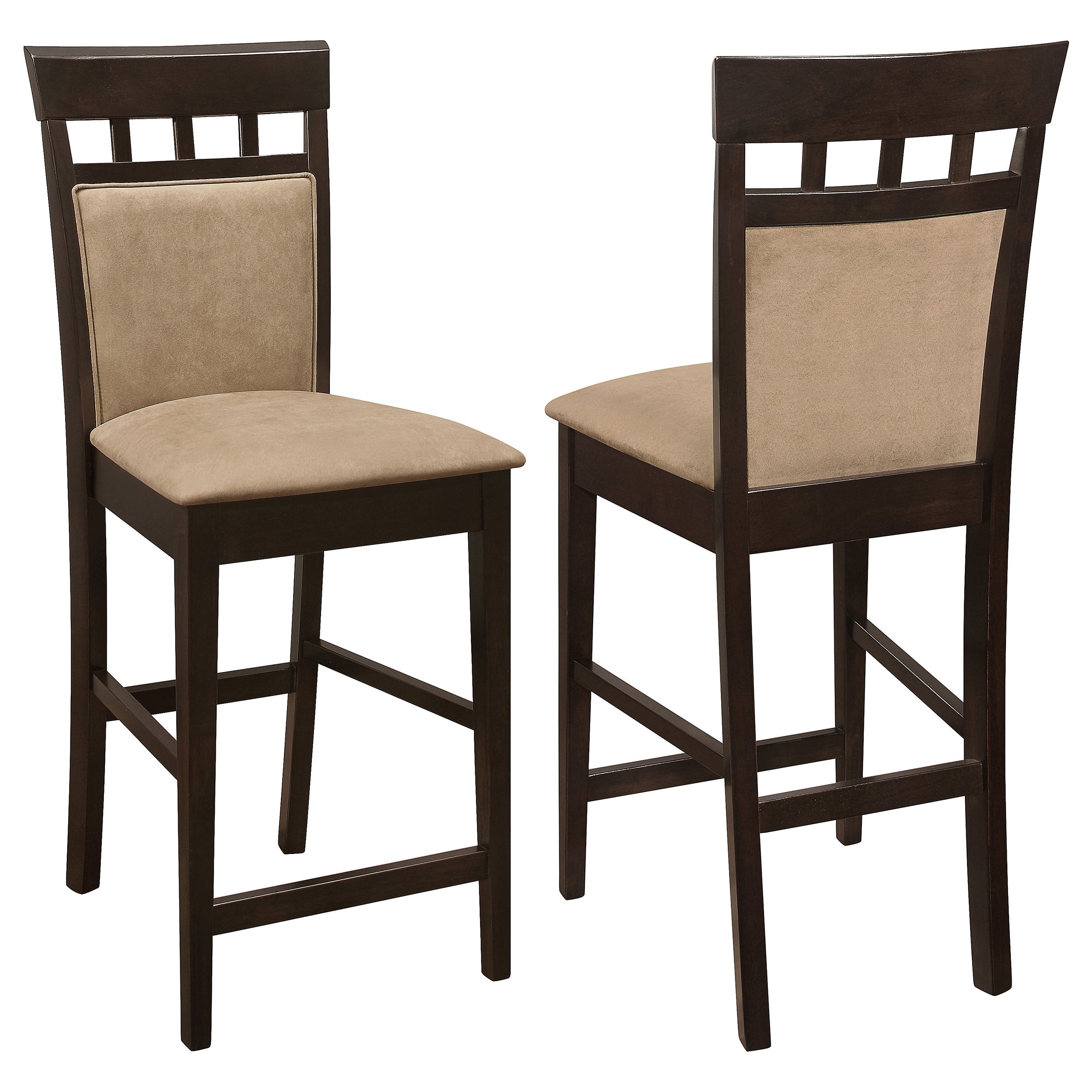 Gabriel Upholstered Counter Height Stools Cappuccino and Beige (Set of 2) Counter Stool Brown