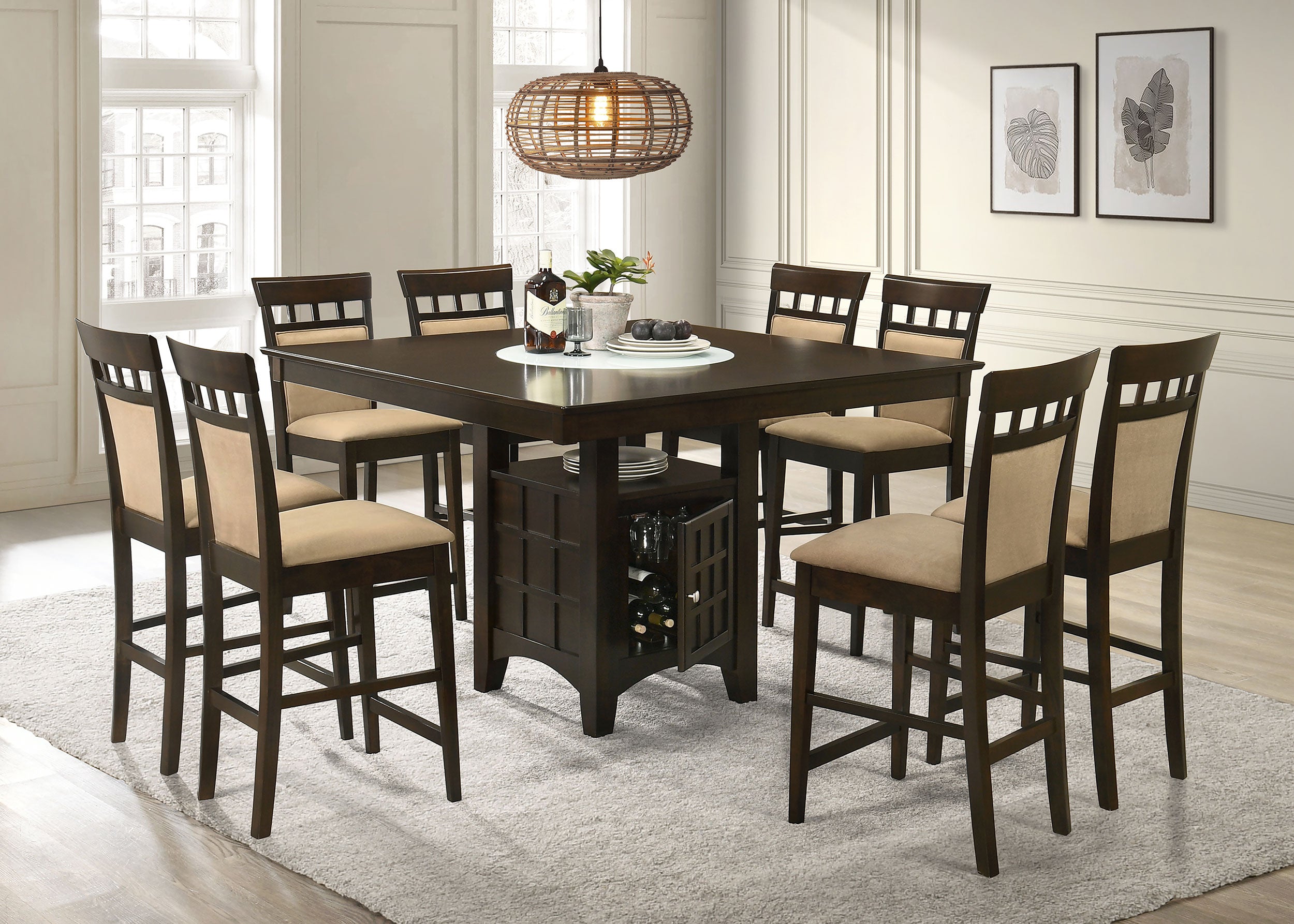 Gabriel 9-piece Square Counter Height Dining Set Cappuccino Counter Height Dining Table Brown