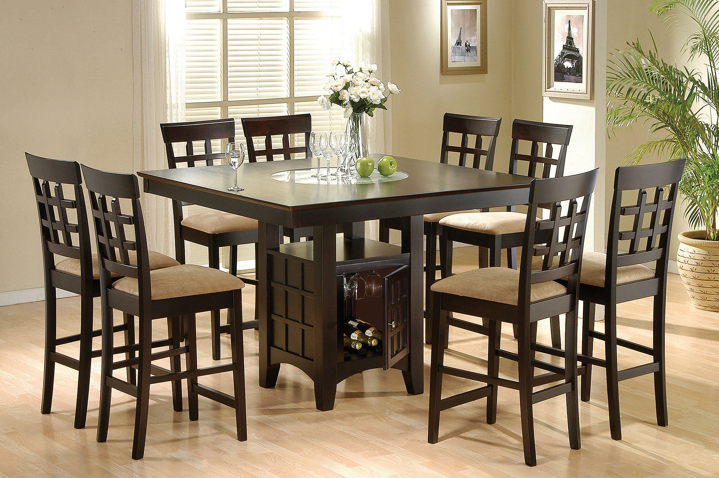 Alique 9-piece Square Counter Height Dining Set Cappuccino Counter Height Dining Table Brown