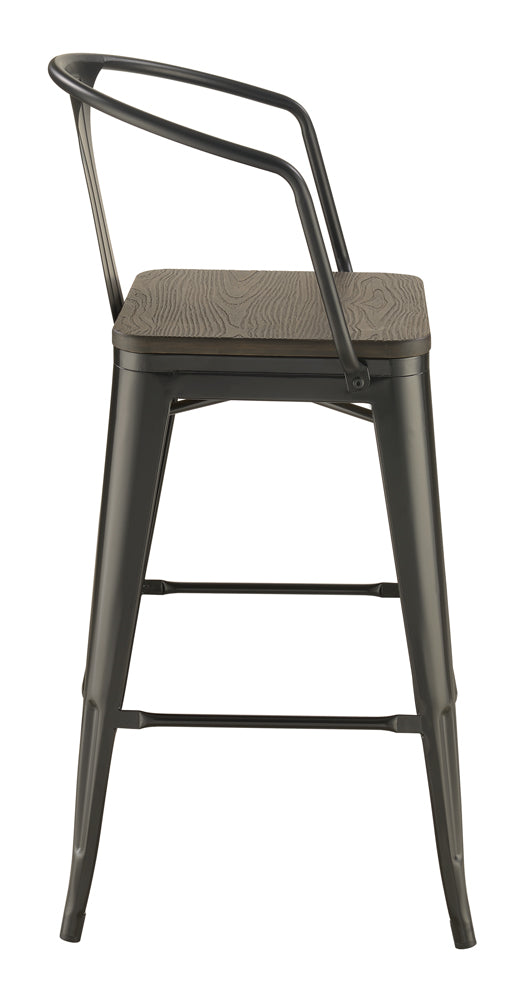 Cavalier Wooden Seat Bar Stools Dark Elm and Matte Black (Set of 2)