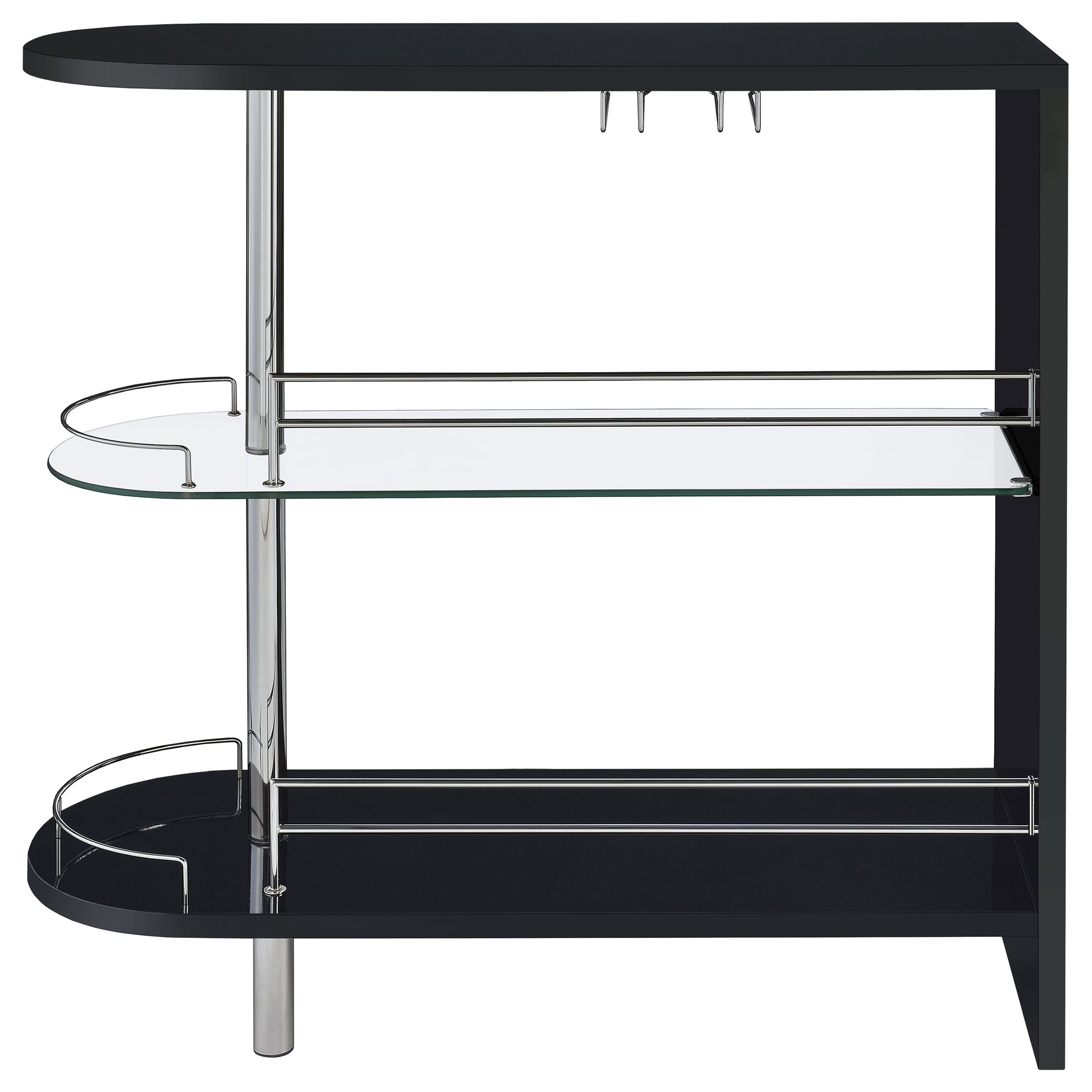 Papke 3-tier Bar Table Glossy Black and Clear Home Bar Black