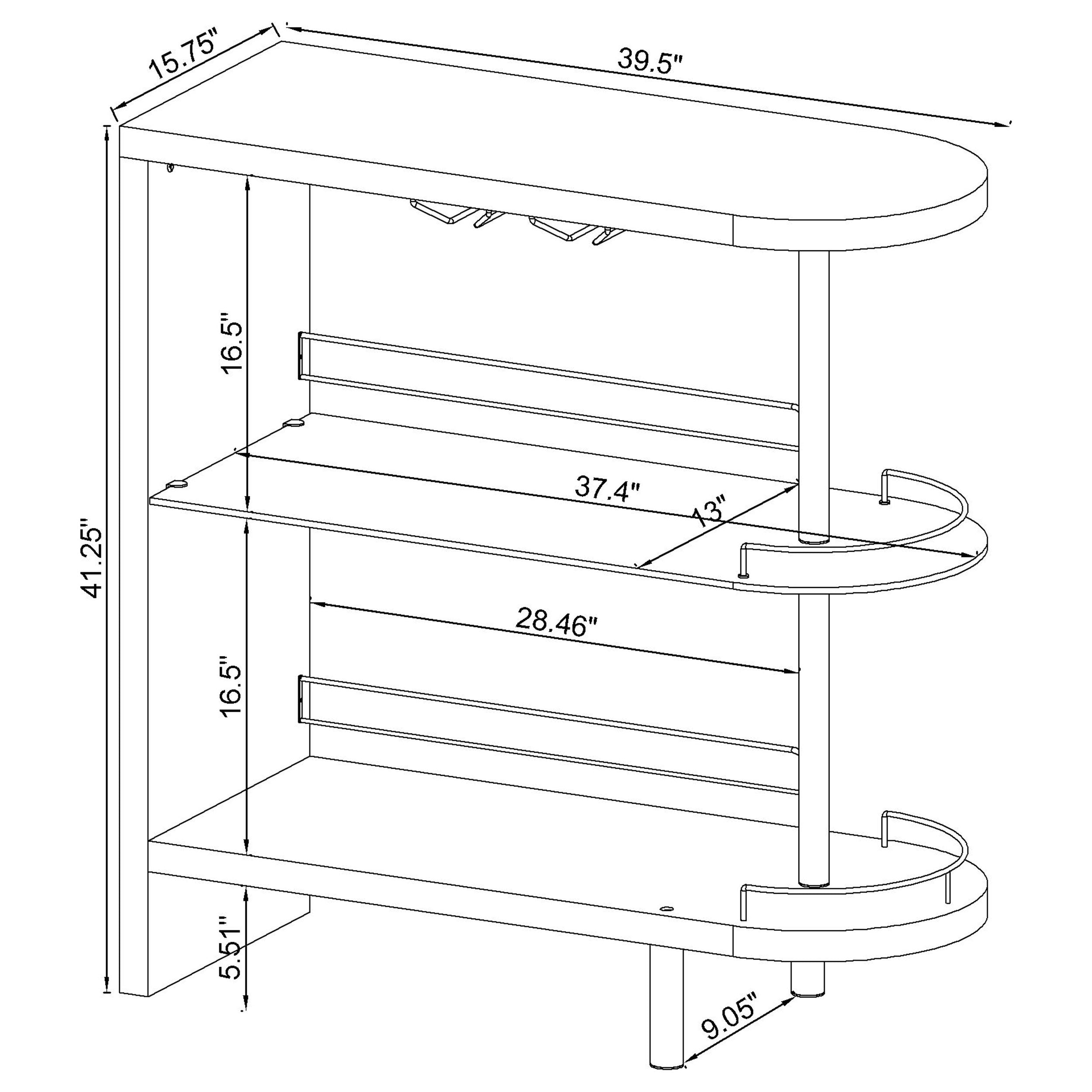 Papke 3-tier Bar Table Glossy Black and Clear Home Bar Black