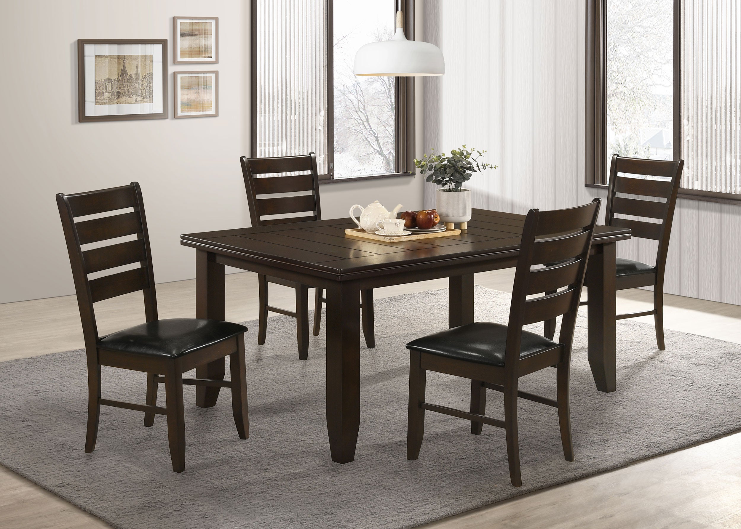 Alveta Dining Room Set Cappuccino and Black Dining Table Brown