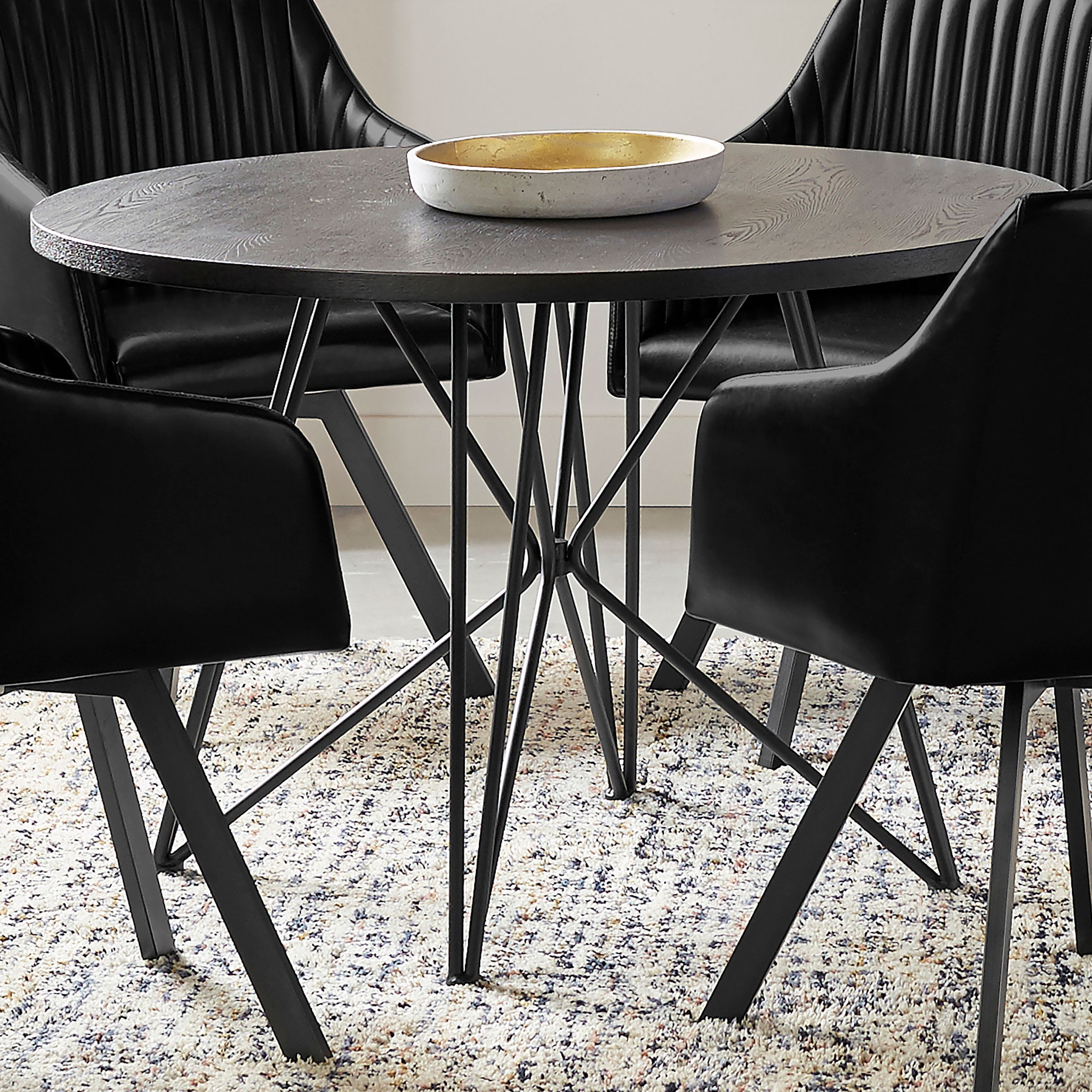 Rennes Round Table Black and Gunmetal Dining Table